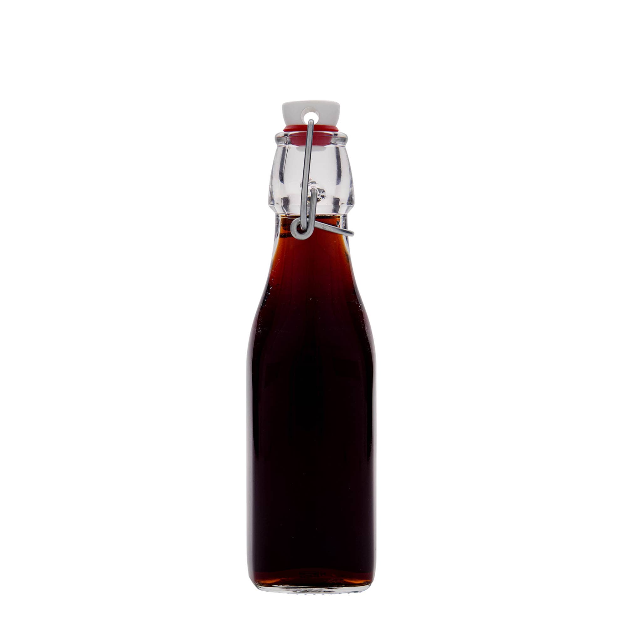 Sticlă de sticlă de 250 ml „Swing, pătrată, gura: închidere cu clemă”