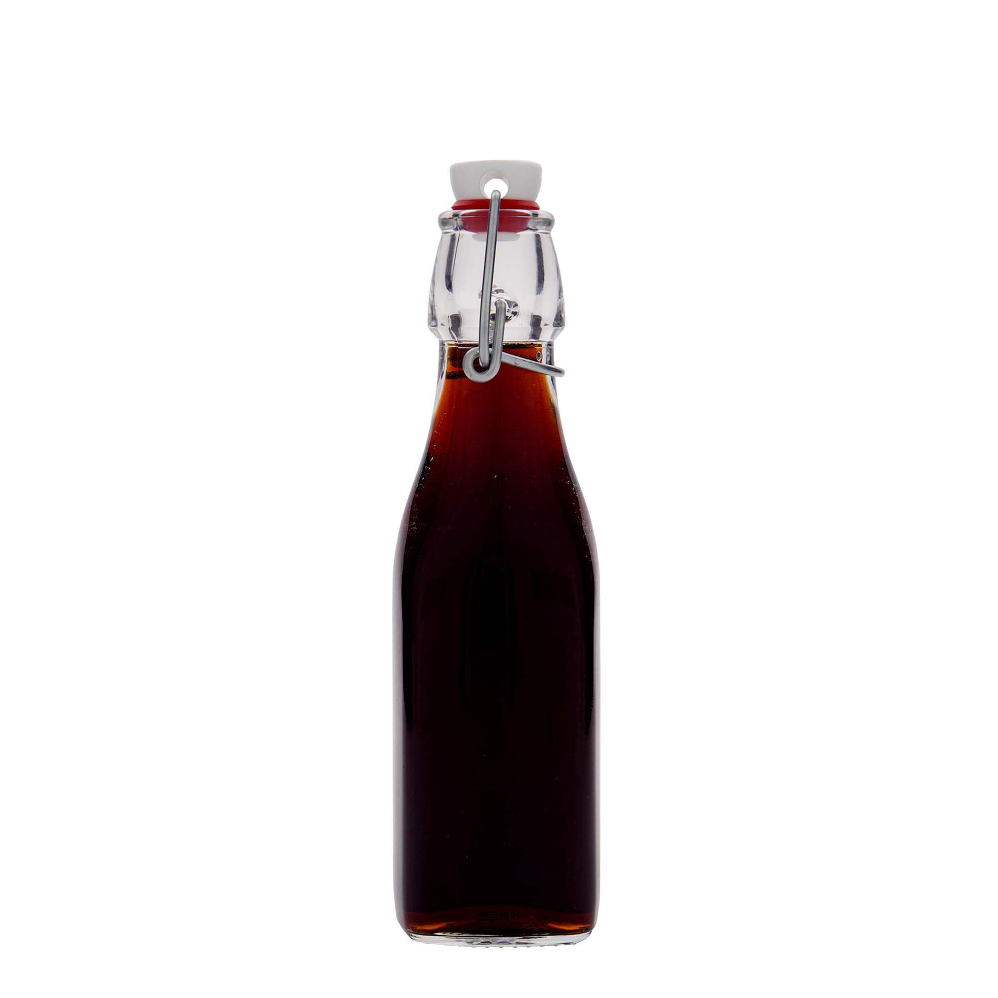 Sticlă de sticlă de 250 ml „Swing, pătrată, gura: închidere cu clemă”