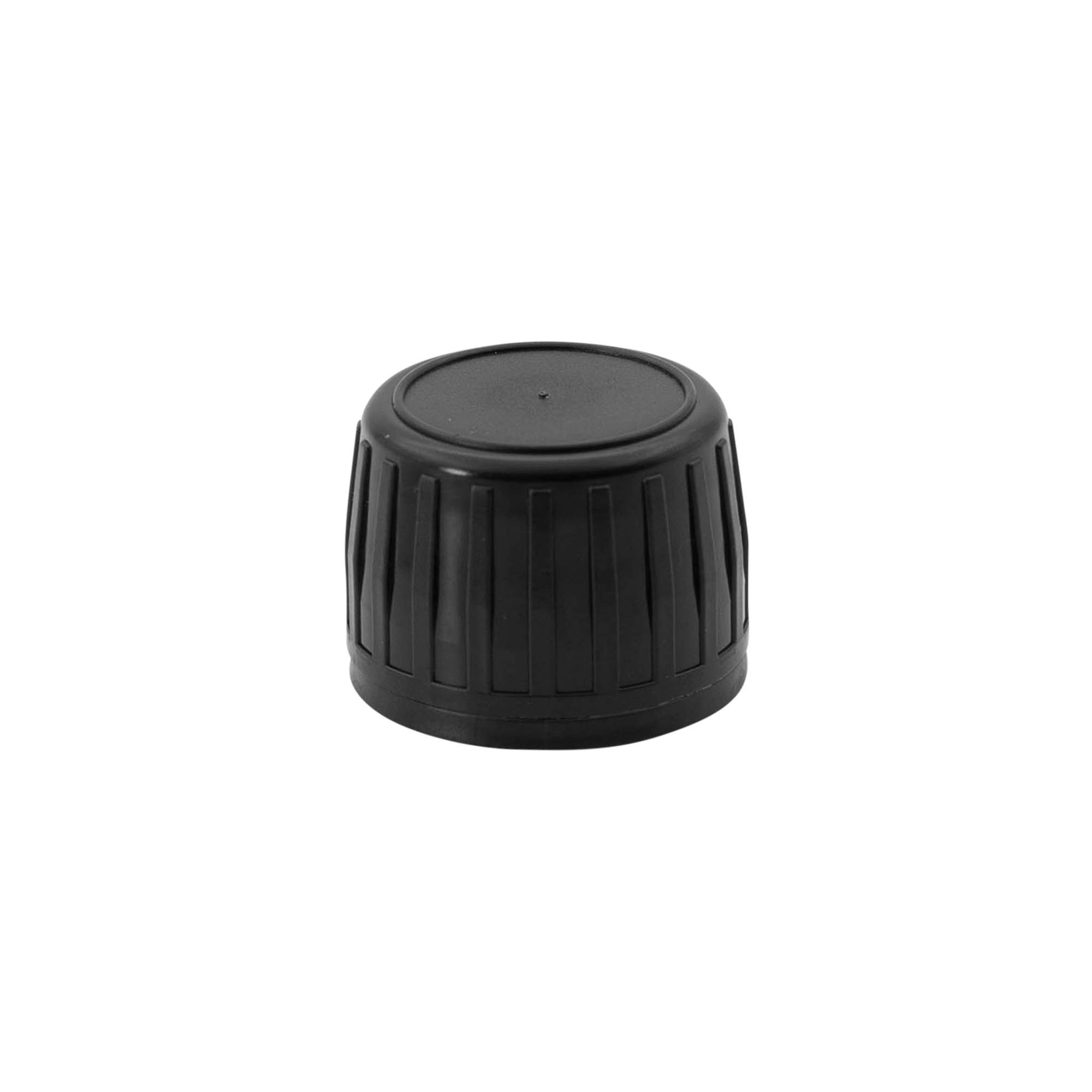 Capac cu filet, original, din plastic PP, negru, pentru gura: DIN 28