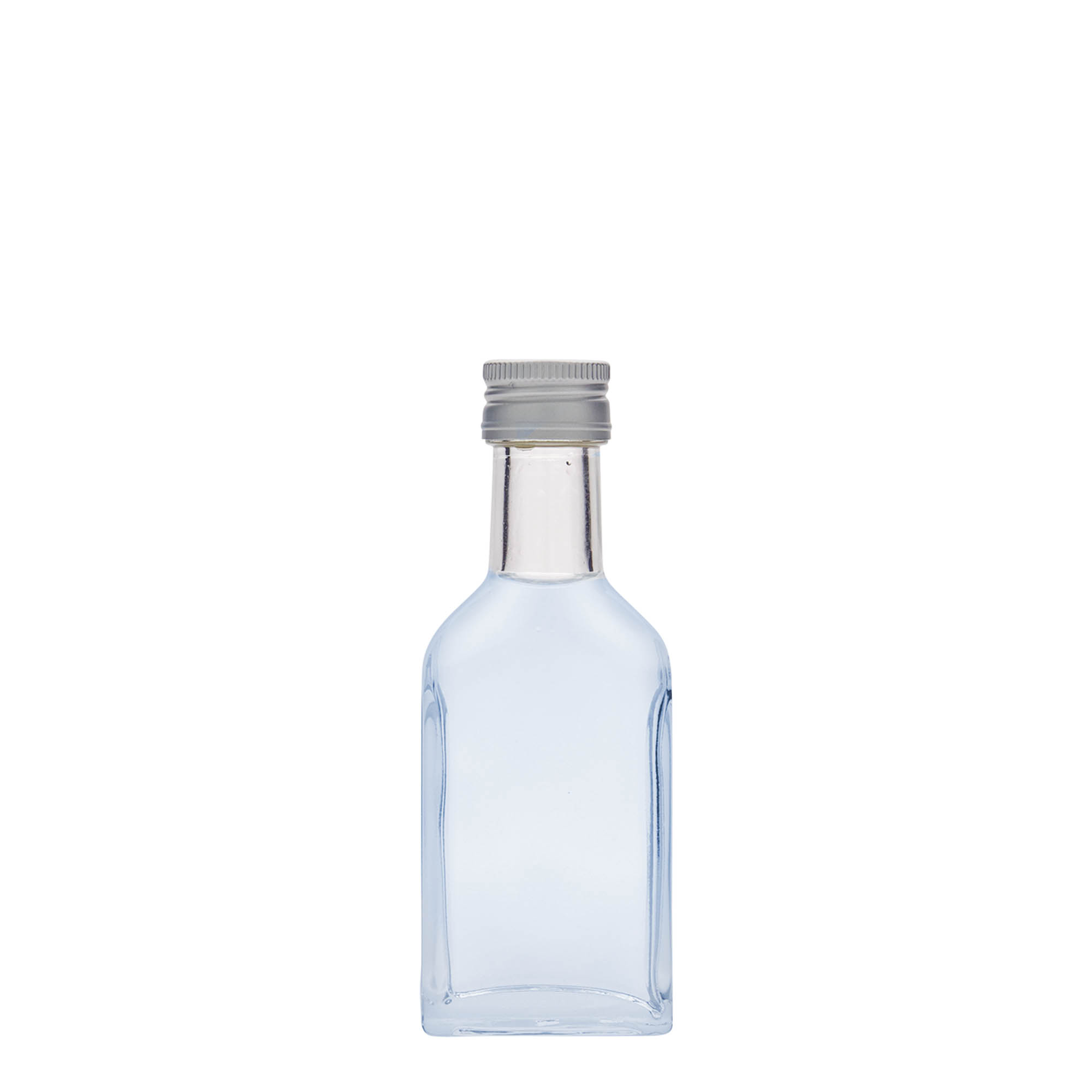 Sticluță de buzunar 40 ml, gât lung, dreptunghiulară, sticlă, gură: PP 22 Sticluță de buzunar 40 ml, gât lung, dreptunghiulară, sticlă, gură: PP 22