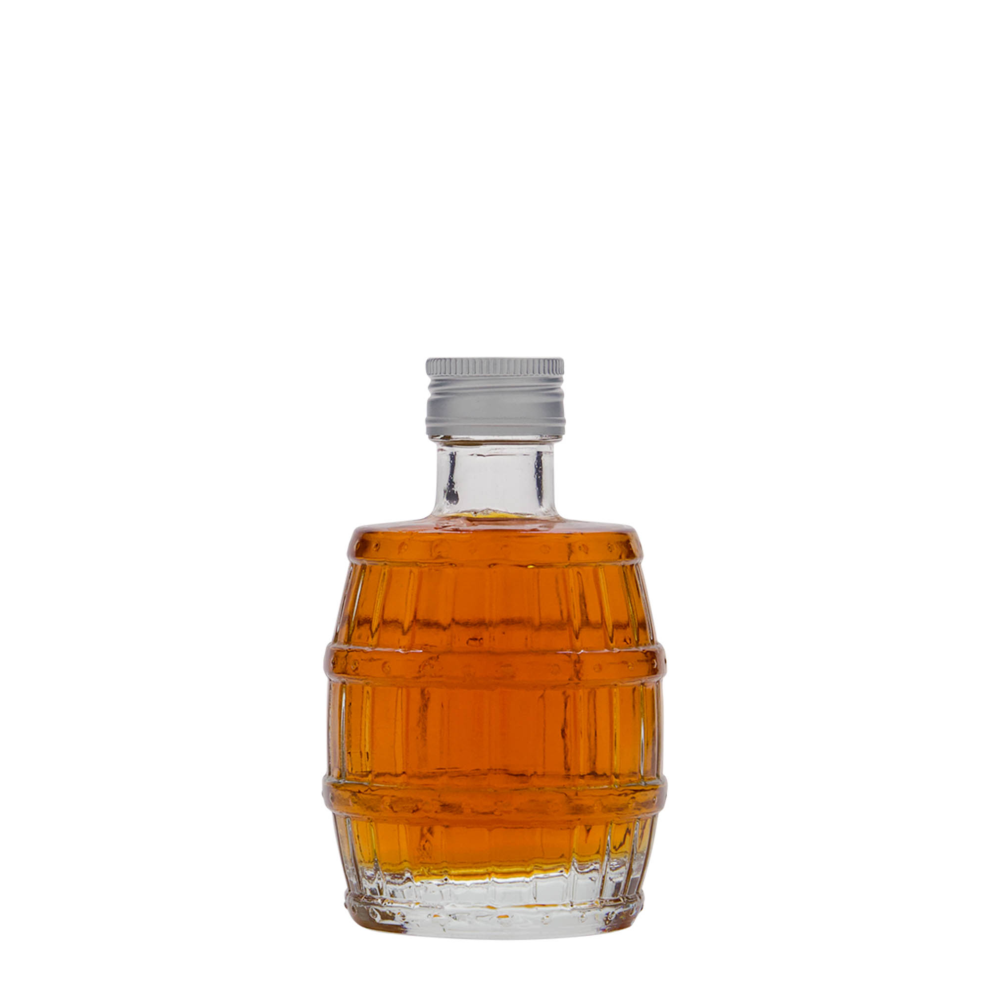Sticlă de sticlă de 100 ml „butoi”, gura: PP 24 Sticlă de sticlă de 100 ml „butoi”, gura: PP 24