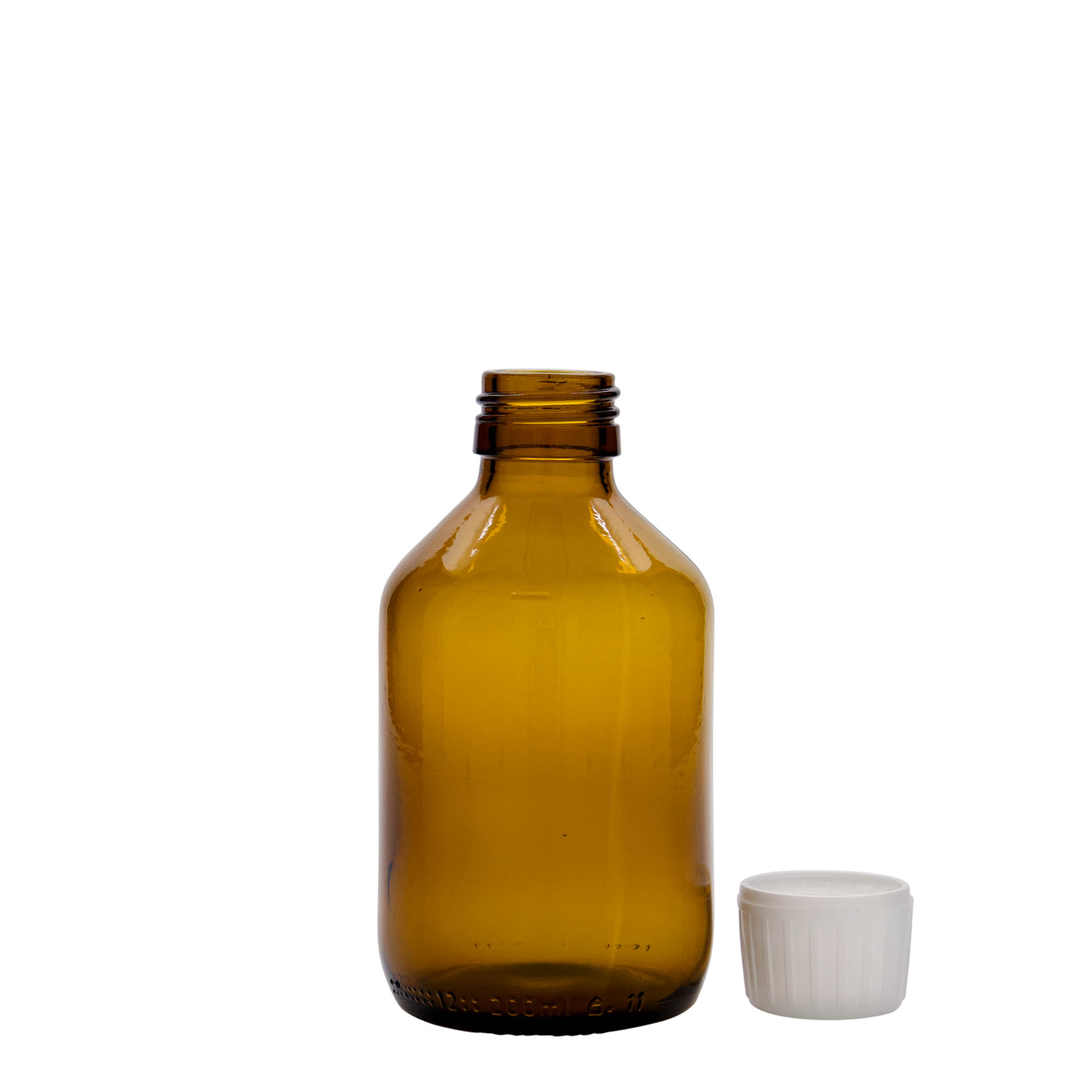 200 ml sticlă medicală, maro, sticlă, gât: PP 28 200 ml sticlă medicală, maro, sticlă, gât: PP 28