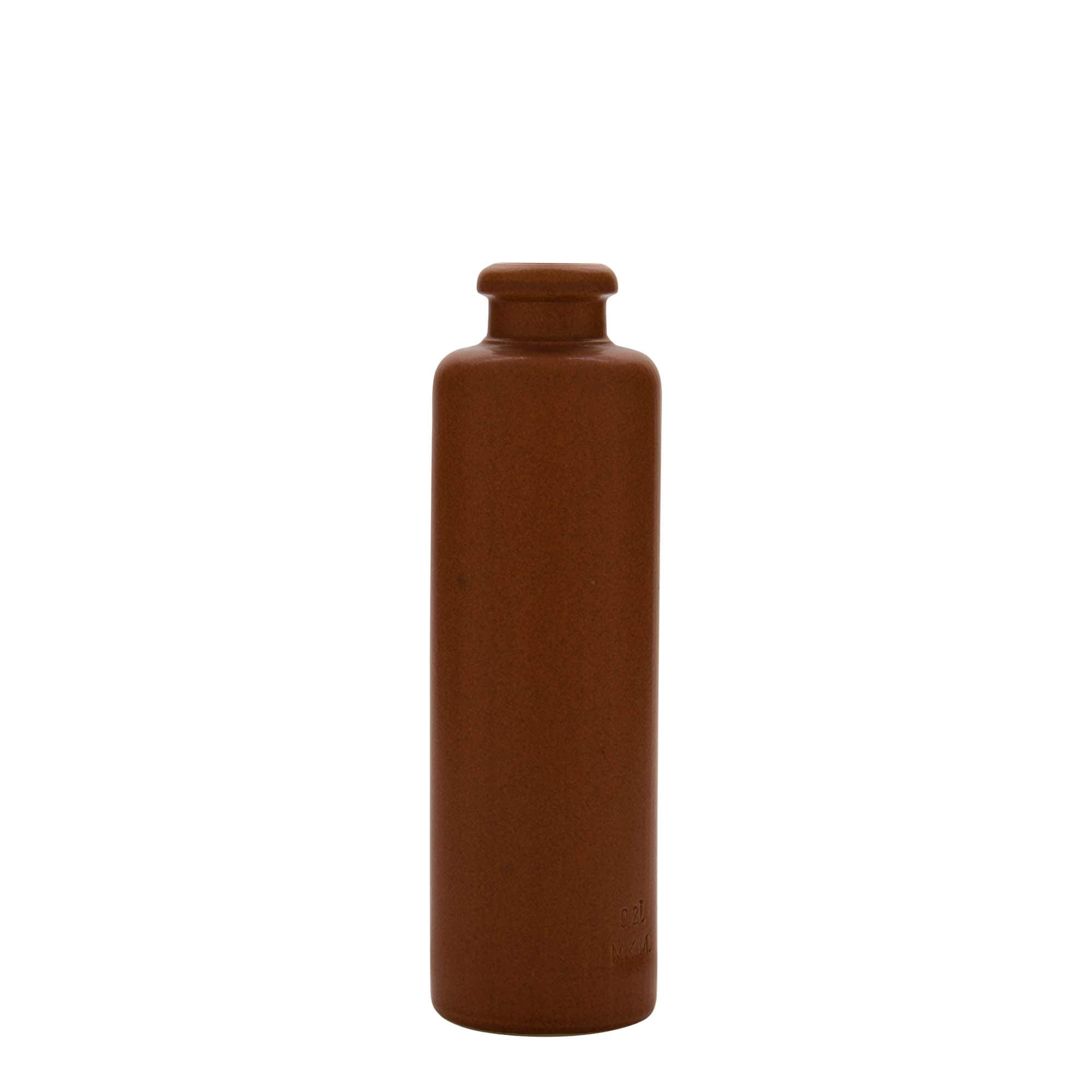 200 ml ulcior de lut, ceramică, roșu-maro, gura: dop de plută