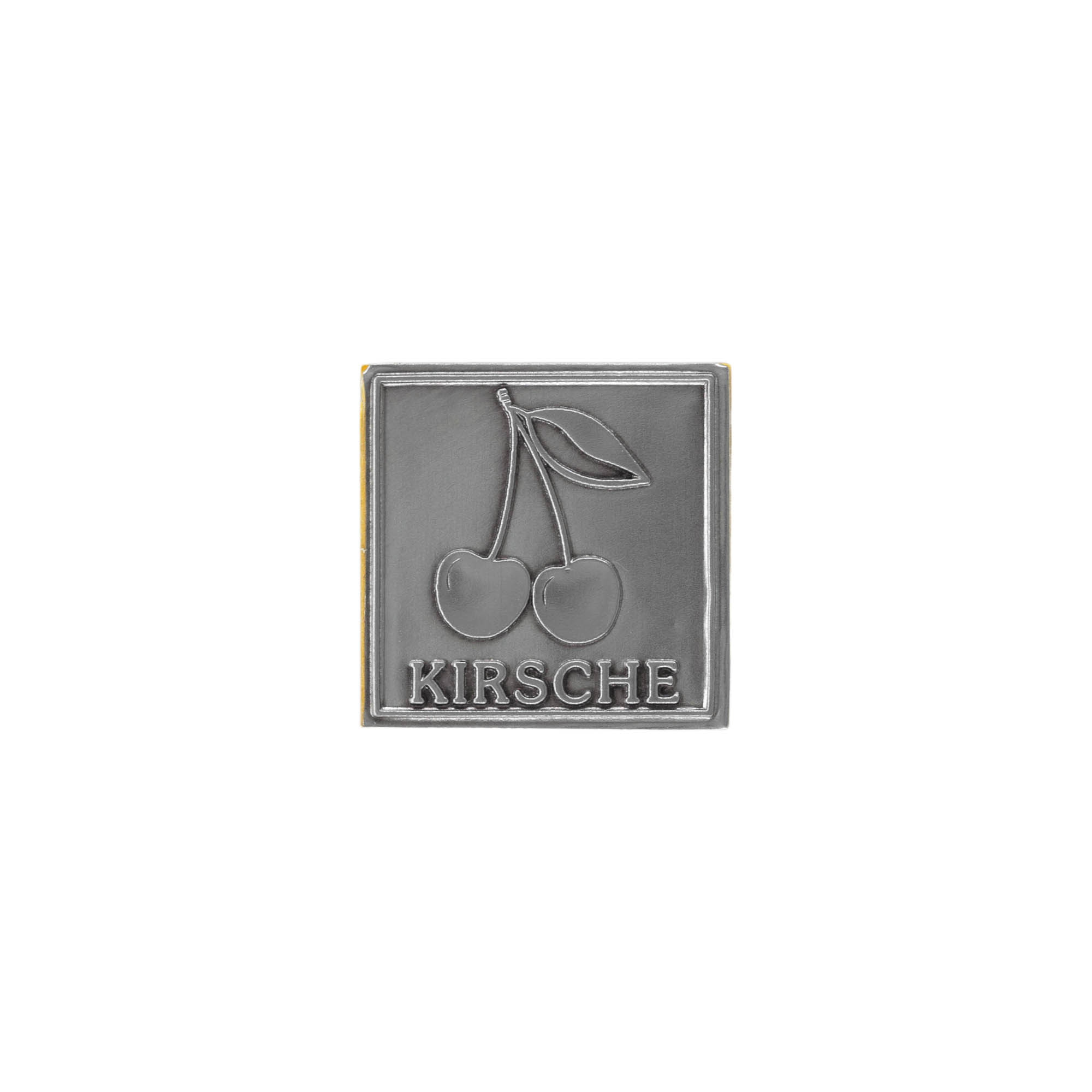 Etichetă de tablă „Cireașă”, pătrată, metal, argintiu
