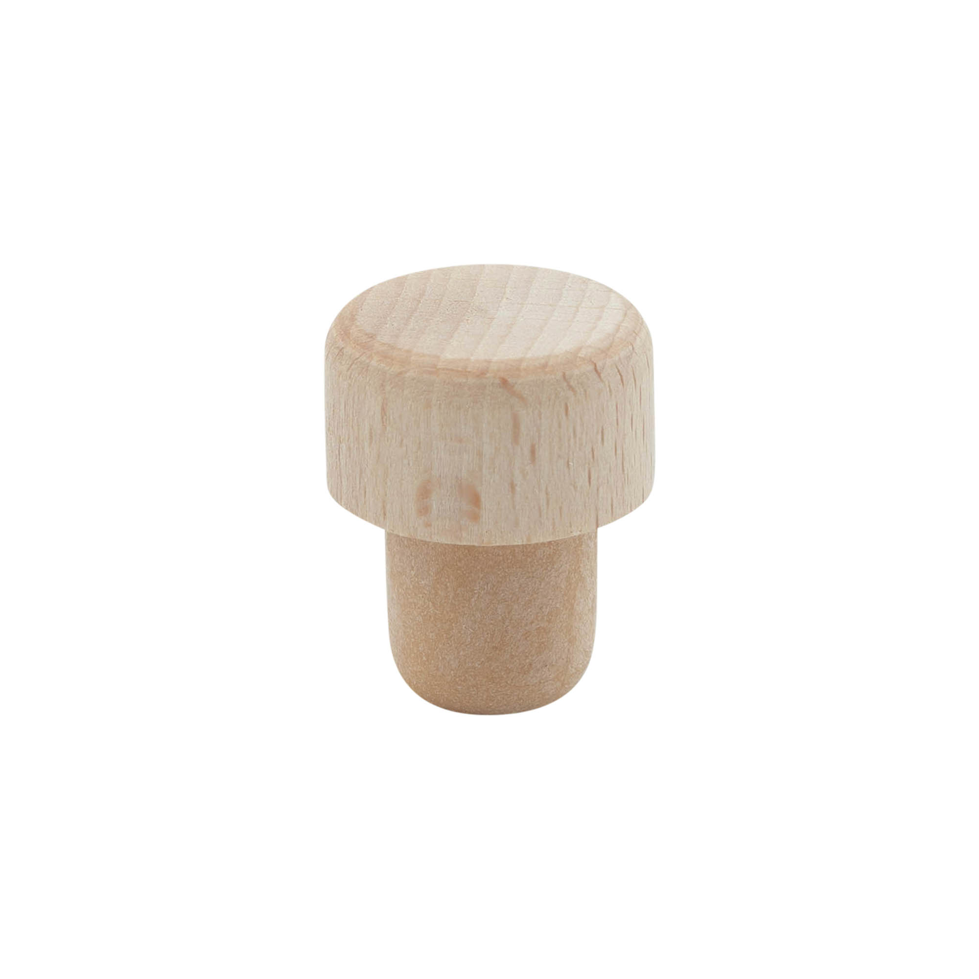 Dop cu mâner și deschidere dozatoare de 19 mm, lemn/plastic, bej, pentru gura: dop