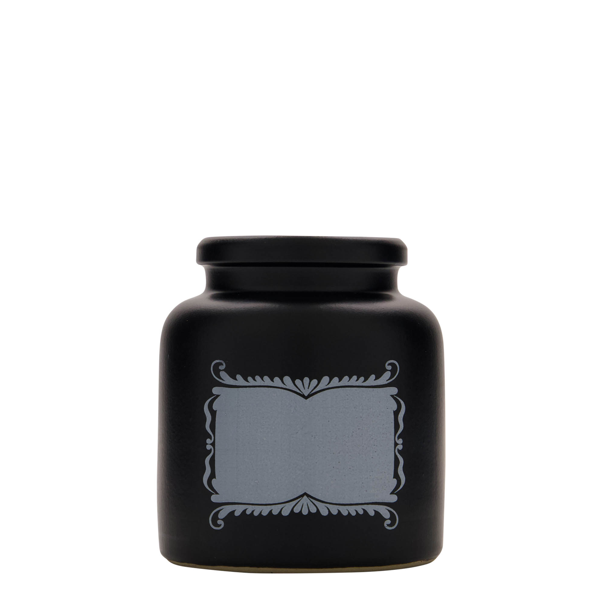 270 ml vas din ceramică de gresie, motiv: câmp pentru etichetă, ceramică, negru, gură: capac cu filet
