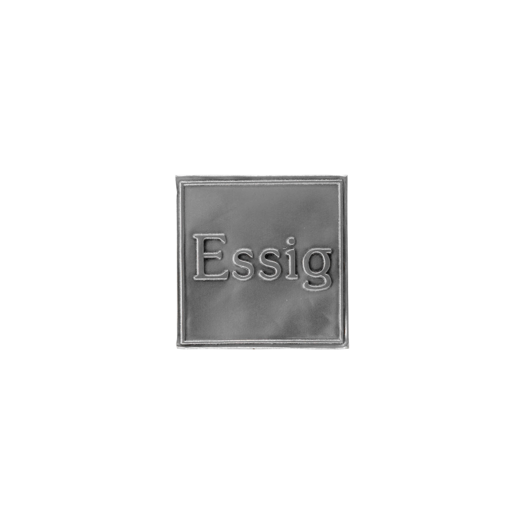 Etichetă de tablă „Oțet”, pătrată, metal, argintiu Etichetă de tablă „Oțet”, pătrată, metal, argintiu
