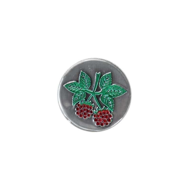 Etichetă din tablă „Zmeură”, rotundă, metal, argintiu