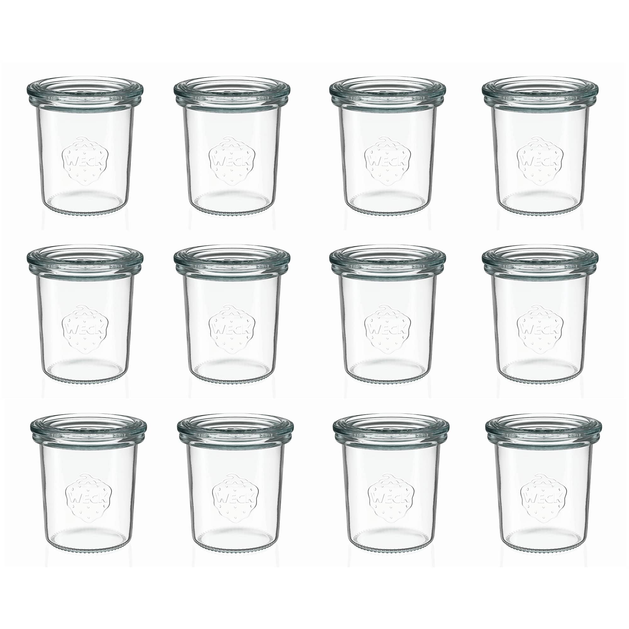 12x 160 ml borcan WECK cu gura largă cu capac de sticlă RR 60