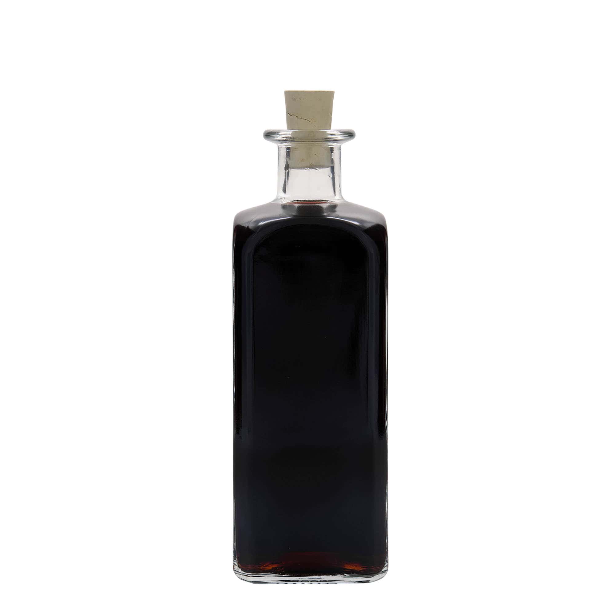 Sticlă de sticlă de 500 ml Apotheker Carré, pătrată, gură: plută