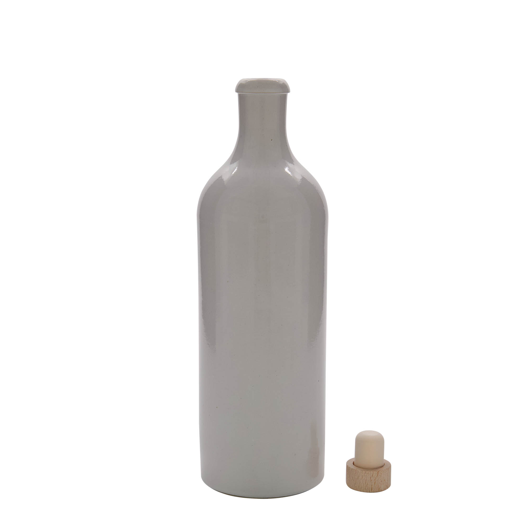 750 ml ulcior de lut, ceramică, alb, gură: dop de plută