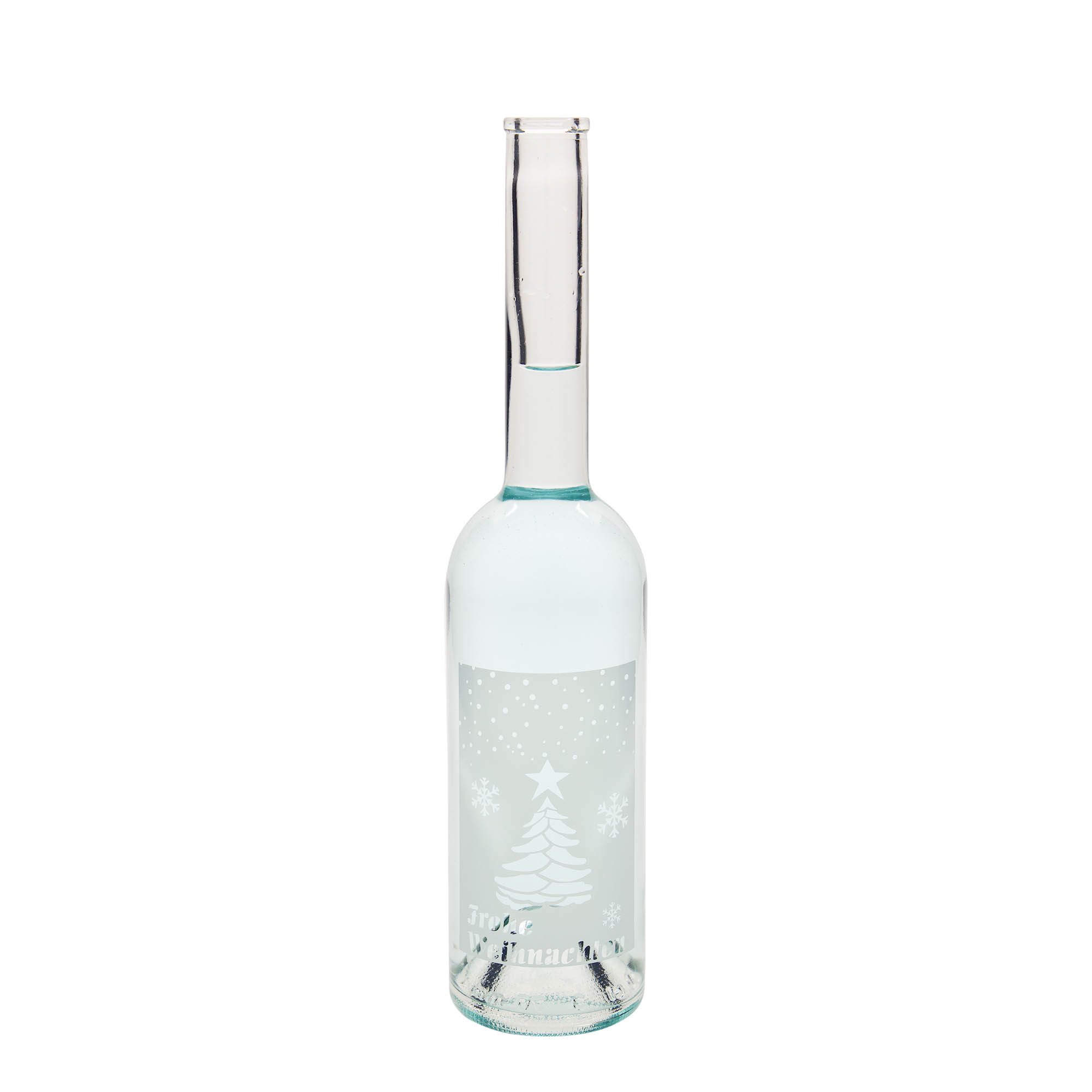 Sticlă de sticlă de 500 ml „Opera”, motiv: Crăciun alb, gură: dop de plută Sticlă de sticlă de 500 ml „Opera”, motiv: Crăciun alb, gură: dop de plută