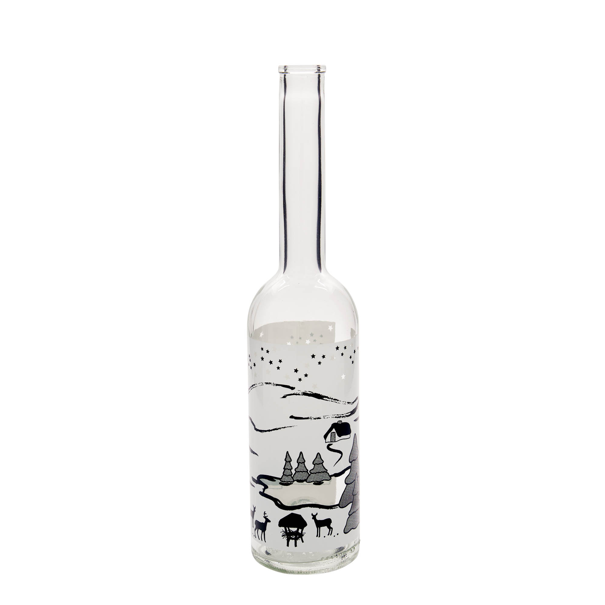 Sticlă de sticlă de 500 ml „Opera”, motiv: Vis de iarnă-Bianco, gât: plută