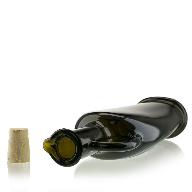 Sticlă de sticlă de 500 ml „Eleganta”, ovală, verde antichizat, gura: dop de plută