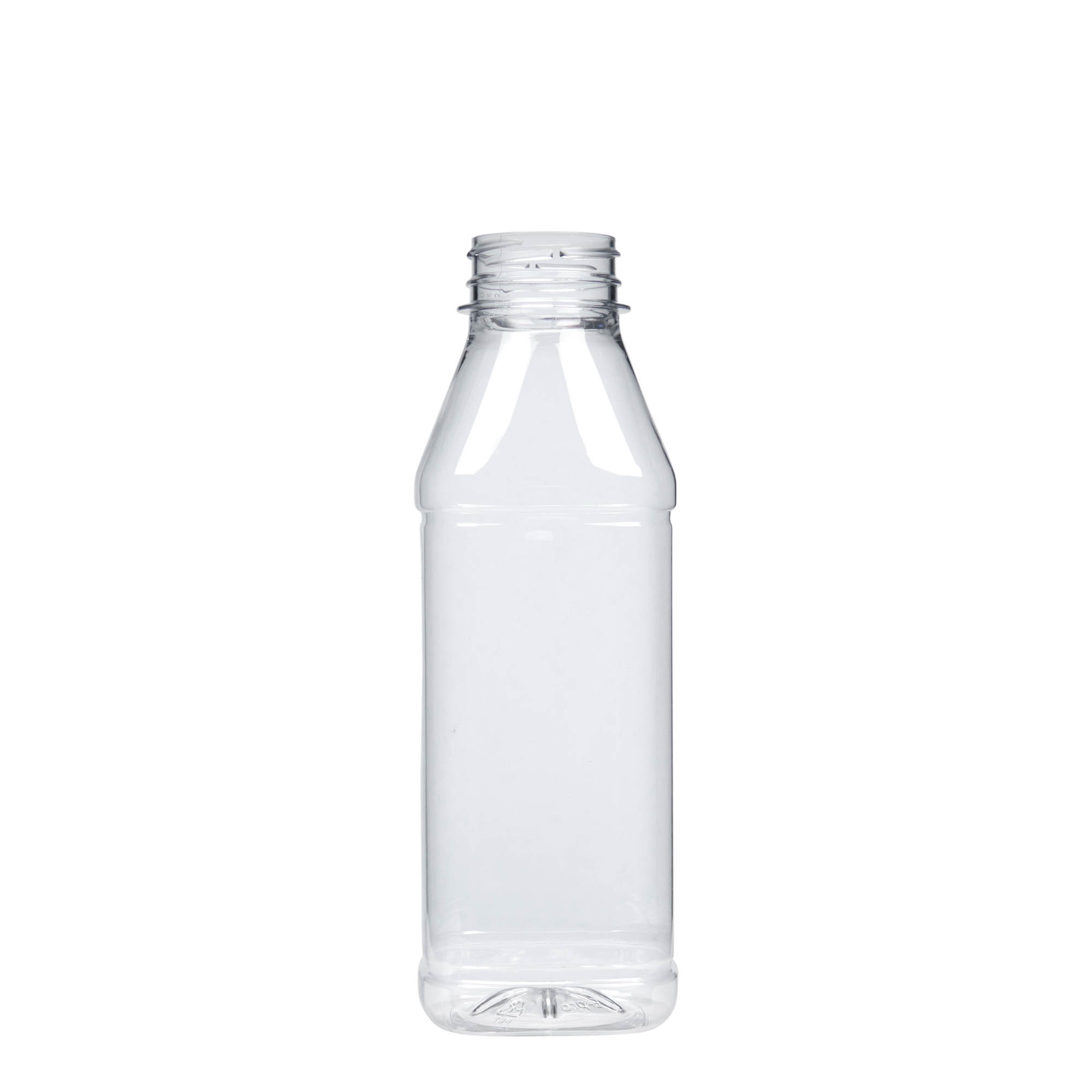 Sticlă PET 500 ml „Milk and Juice Carré”, pătrată, plastic, gura: 38 mm Sticlă PET 500 ml „Milk and Juice Carré”, pătrată, plastic, gura: 38 mm