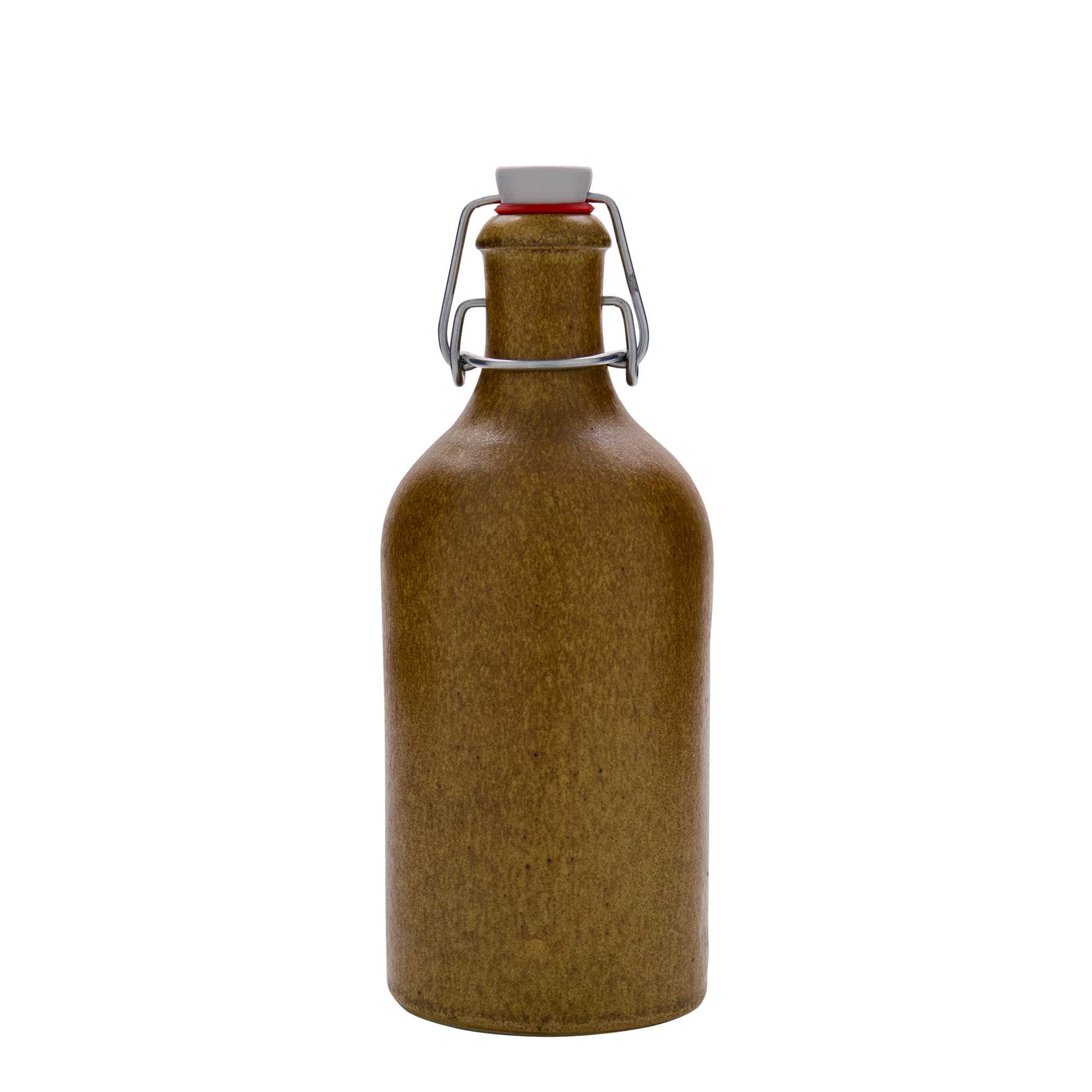 500 ml ulcior de ceramică, gresie, maro-cristal, gura: închidere cu clemă