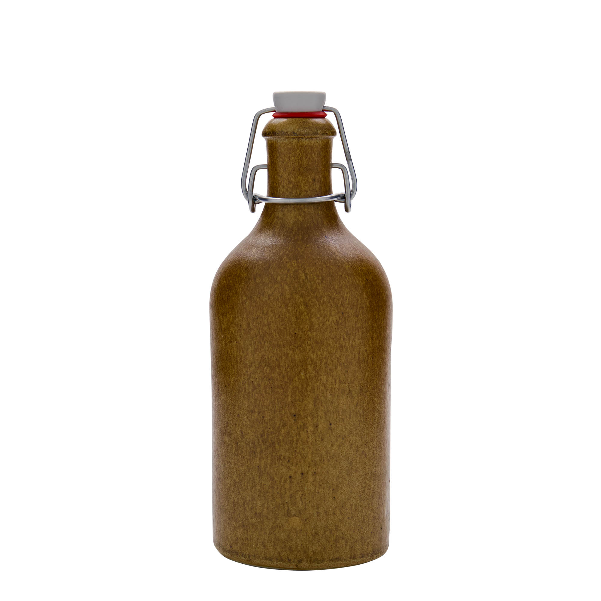 500 ml ulcior de ceramică, gresie, maro-cristal, gura: închidere cu clemă