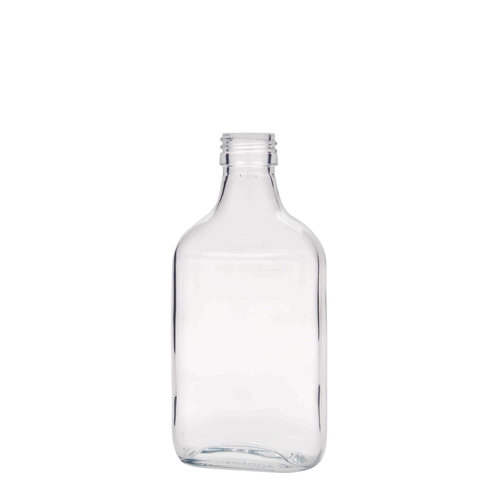 Sticlă de buzunar 200 ml, dreptunghiulară, sticlă, gura: PP 28