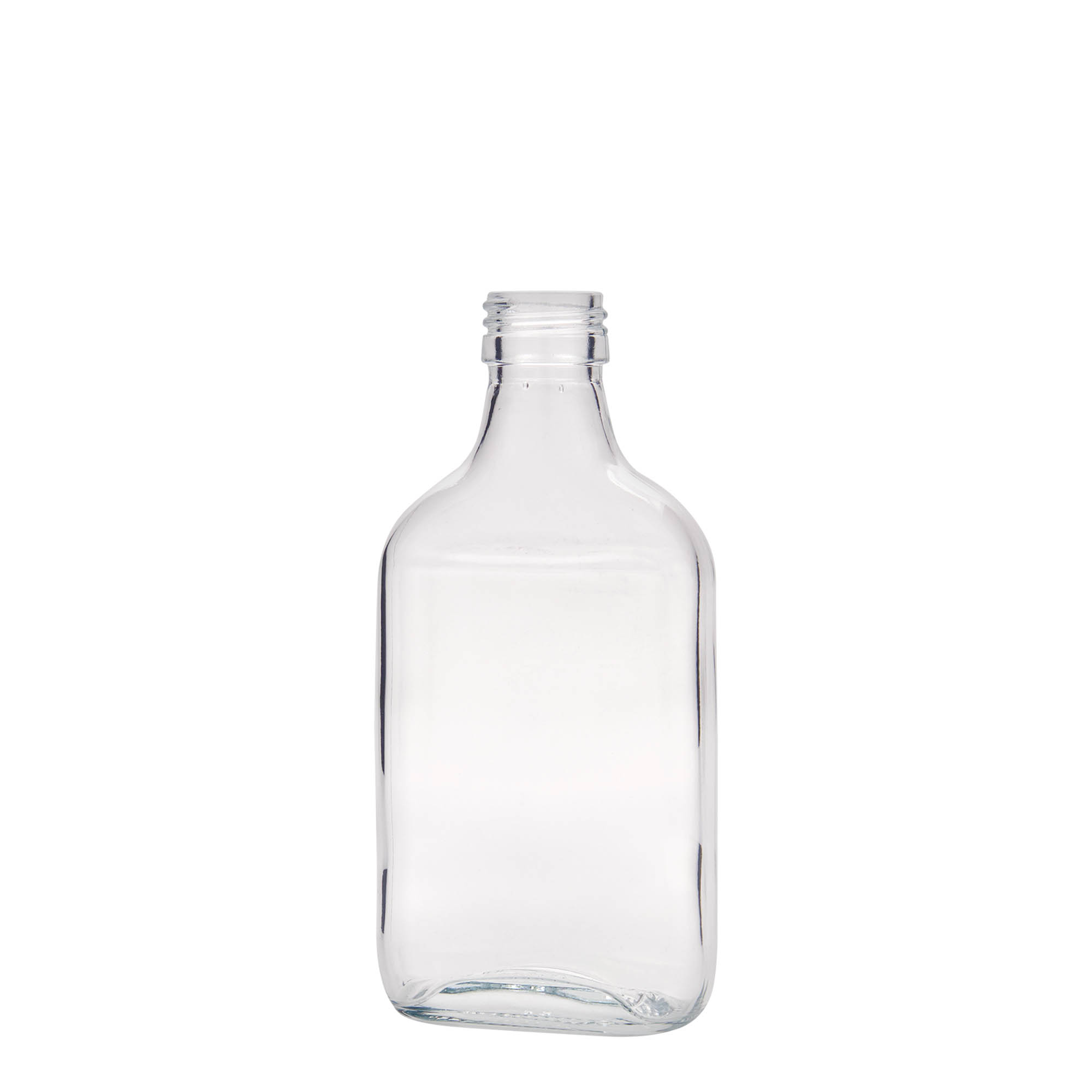 Sticlă de buzunar 200 ml, dreptunghiulară, sticlă, gura: PP 28