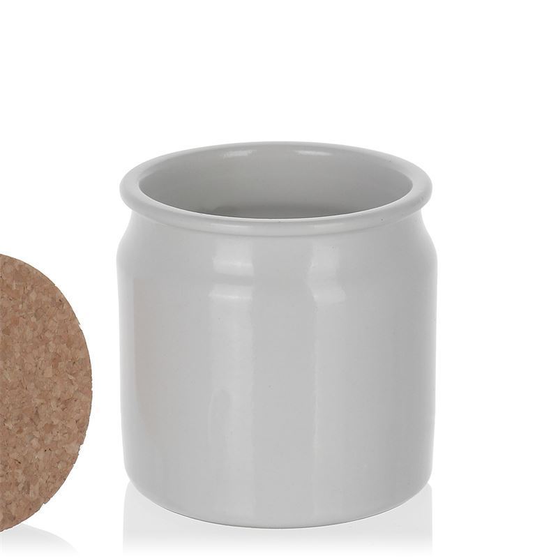 160 ml vas din ceramică de gresie, alb, gură: plută