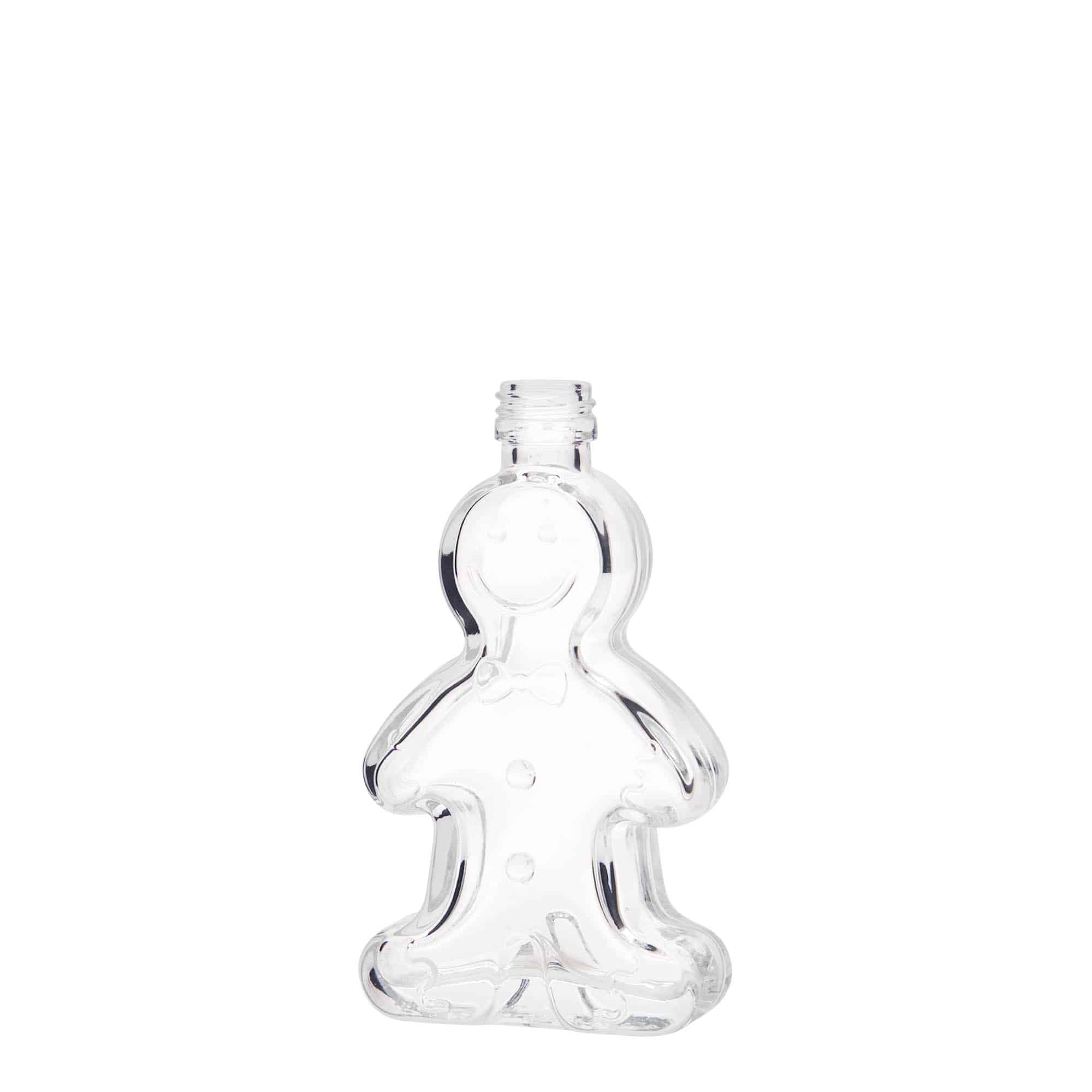 Sticlă de sticlă de 50 ml „Omuleț de turtă dulce”, gura: PP 18 Sticlă de sticlă de 50 ml „Omuleț de turtă dulce”, gura: PP 18