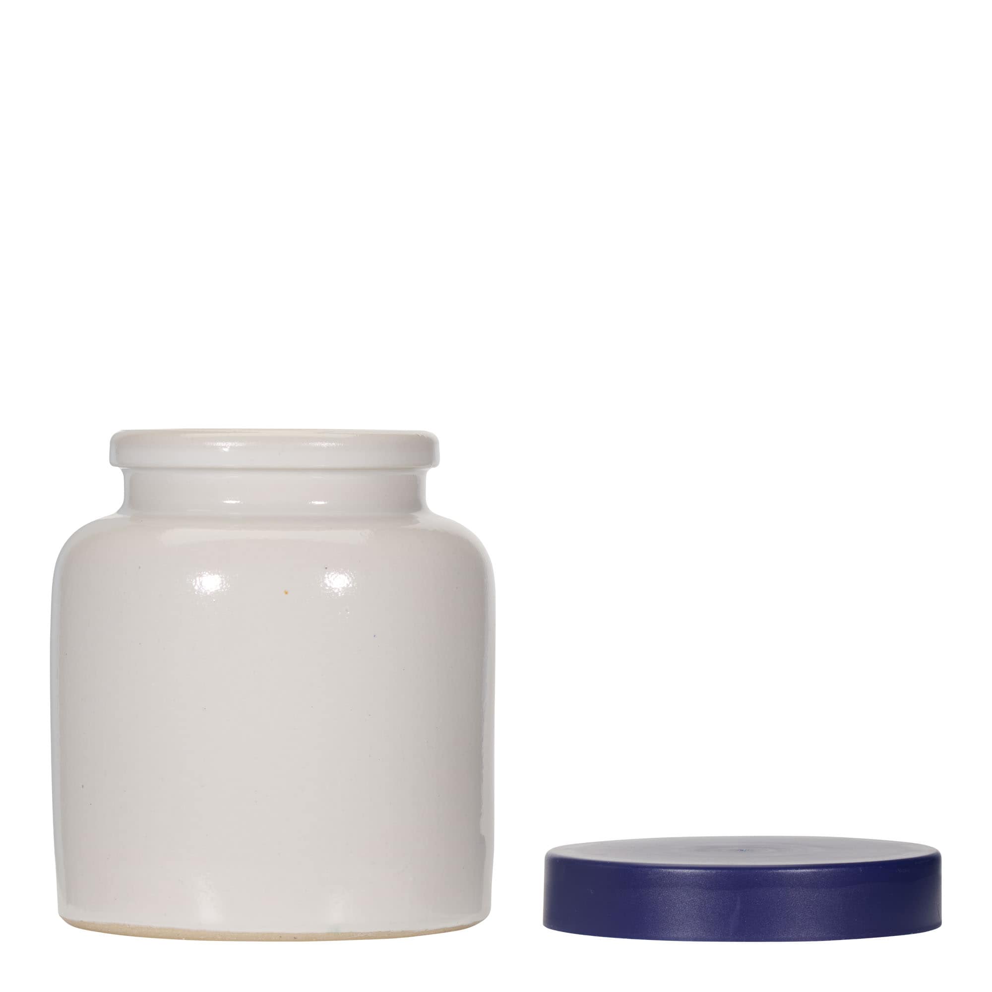 270 ml vas din ceramică Steinzeug, alb, gură: capac cu margine peste