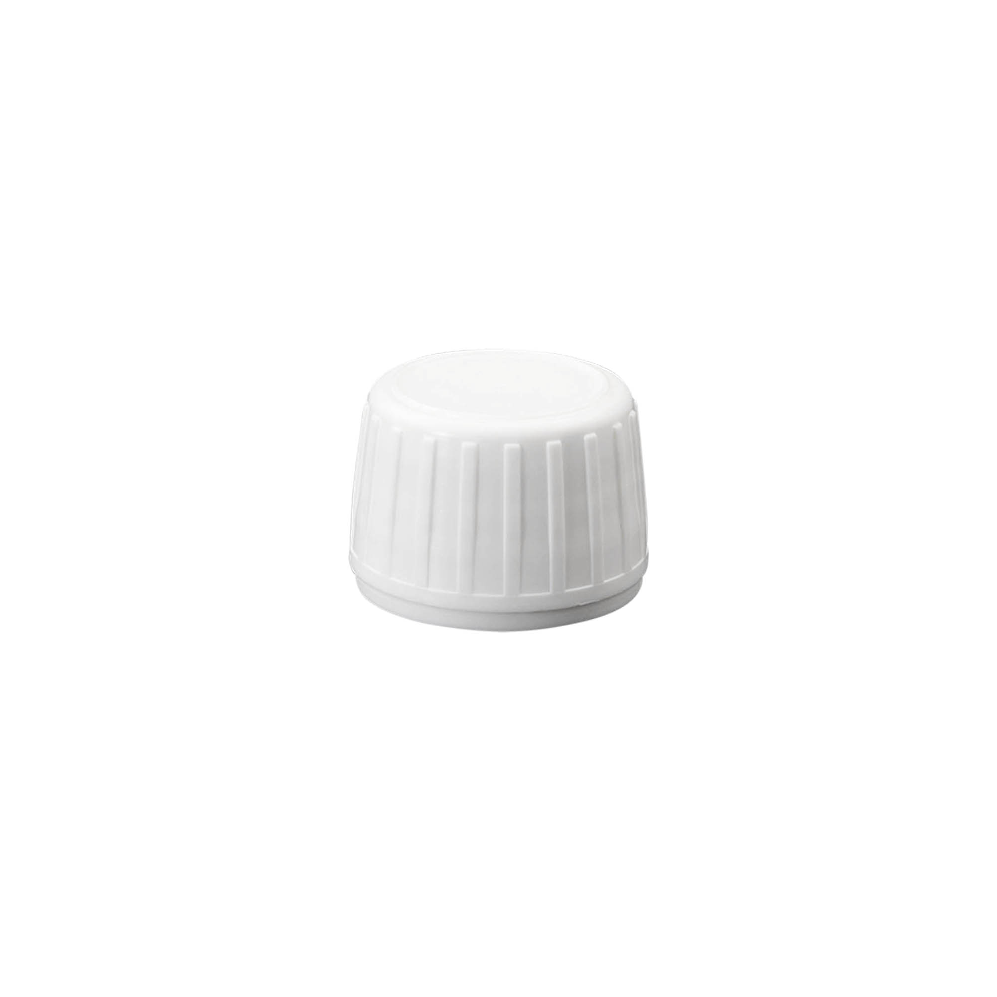 Capac cu filet, plastic PP, alb, pentru gura: PP 28 Capac cu filet, plastic PP, alb, pentru gura: PP 28