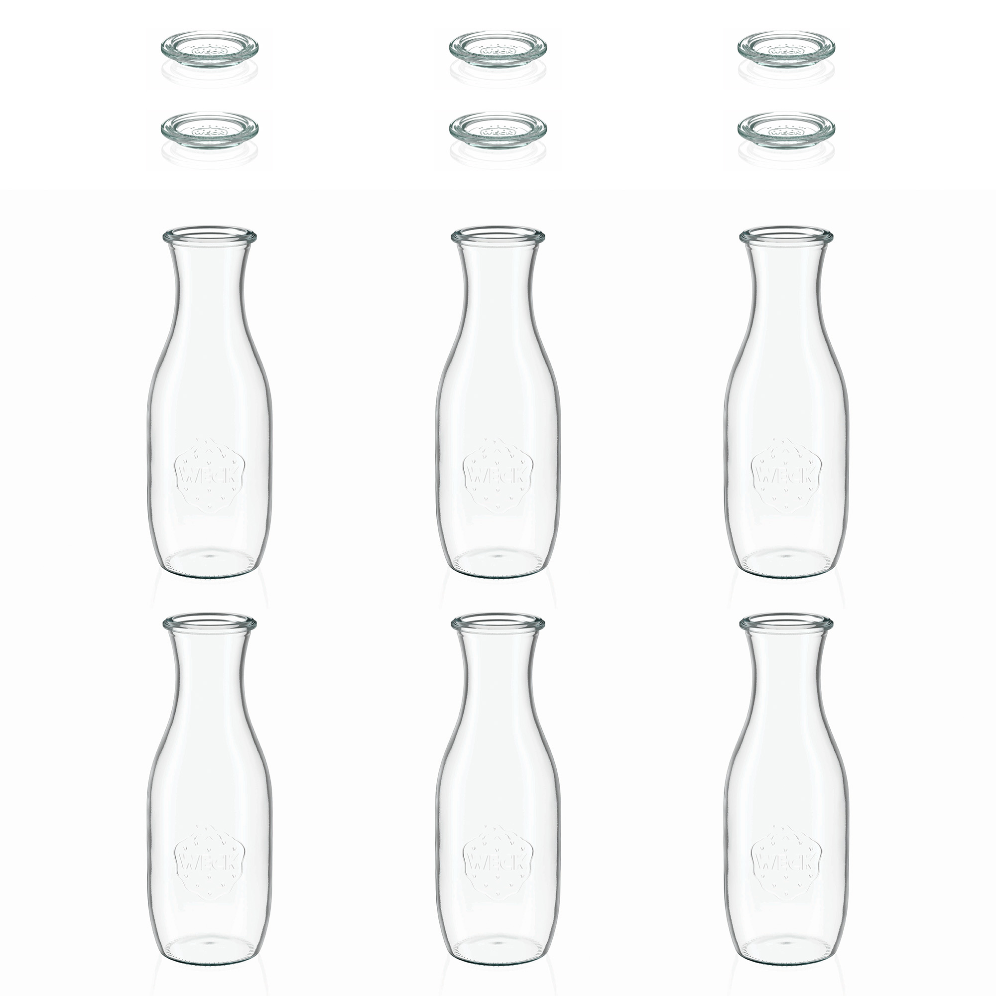 6x 1000 ml sticlă de suc WECK cu capac de sticlă RR 60
