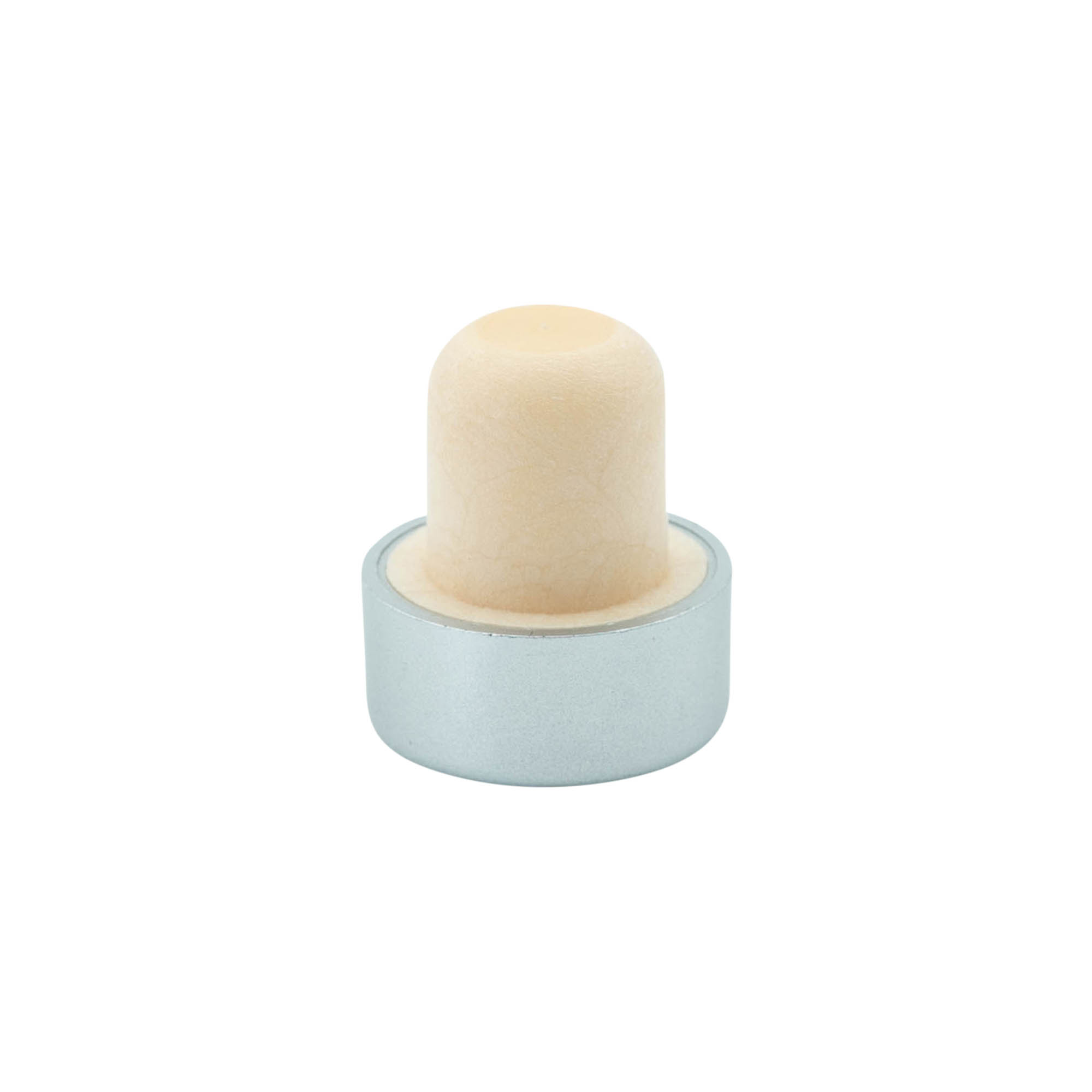 Dop cu mâner 19 mm, plastic, argintiu, pentru gură: dop de plută