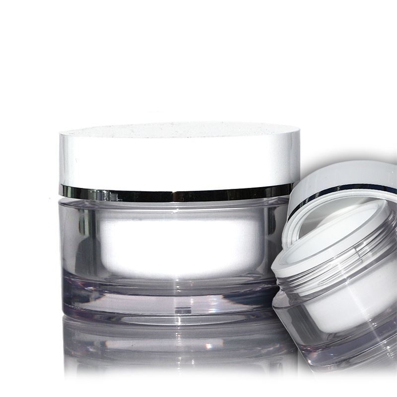 30 ml borcan, plastic SAN, alb, gură: capac cu filet