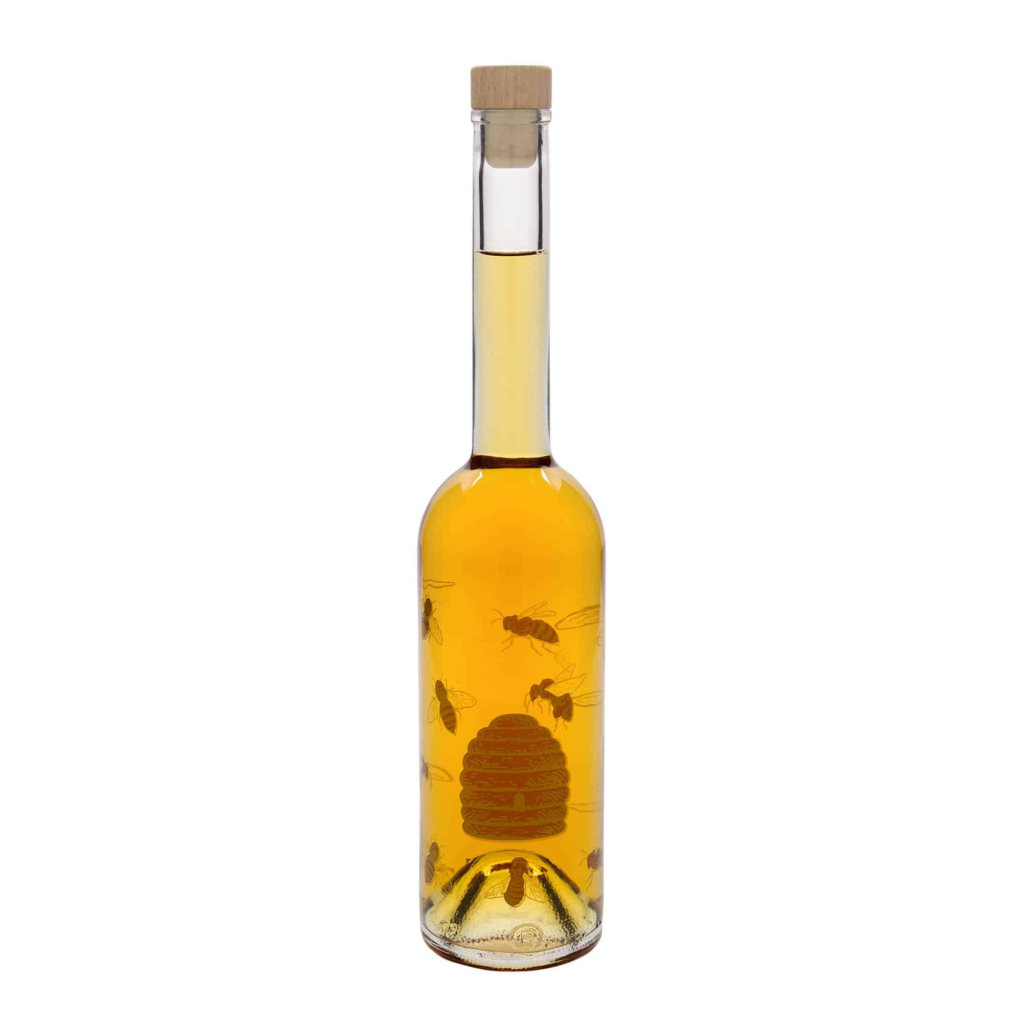 Sticlă de sticlă de 500 ml „Opera”, motiv: albine, gura: dop de plută