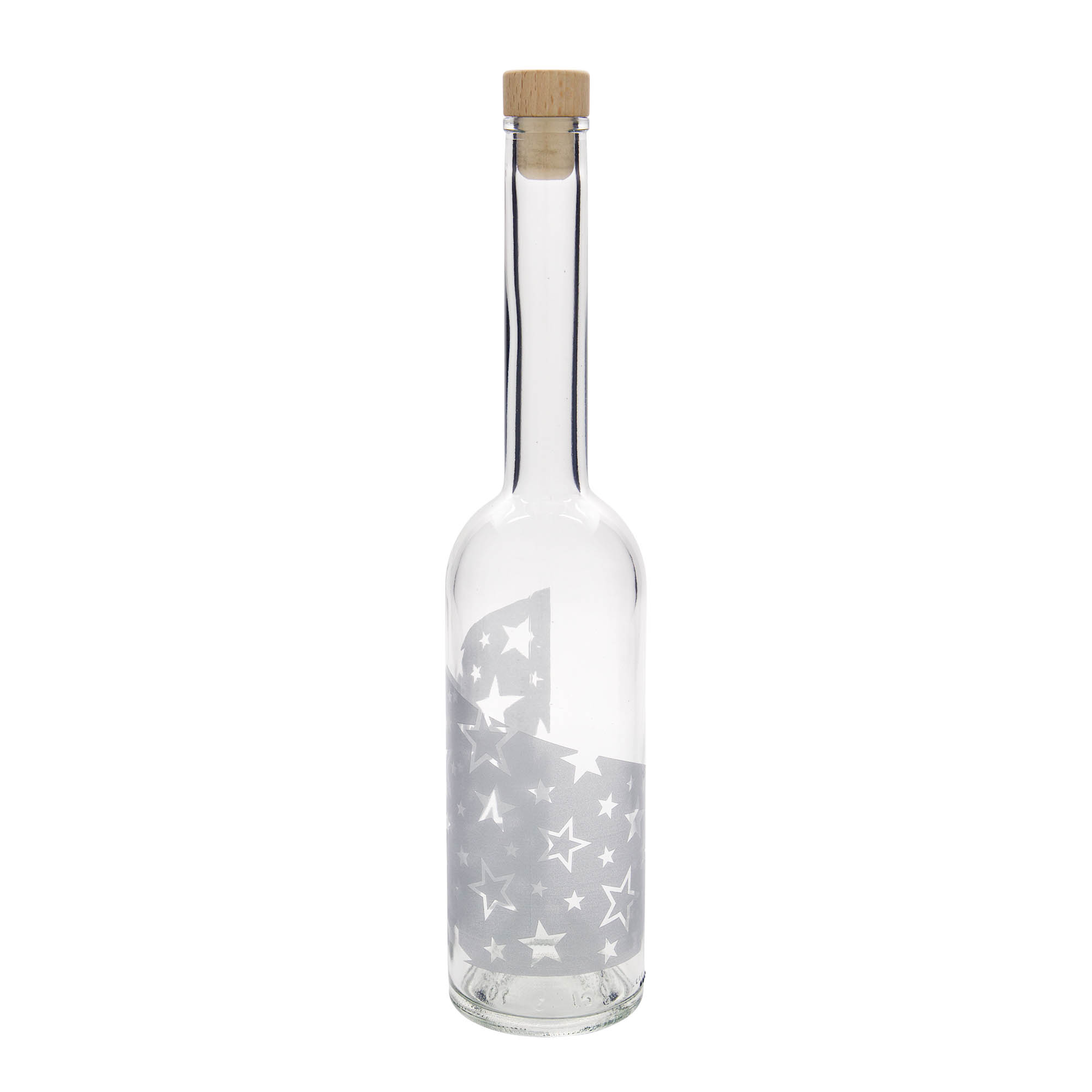 Sticlă de sticlă 500 ml „Opera”, motiv: stele argintii, gât: dop Sticlă de sticlă 500 ml „Opera”, motiv: stele argintii, gât: dop