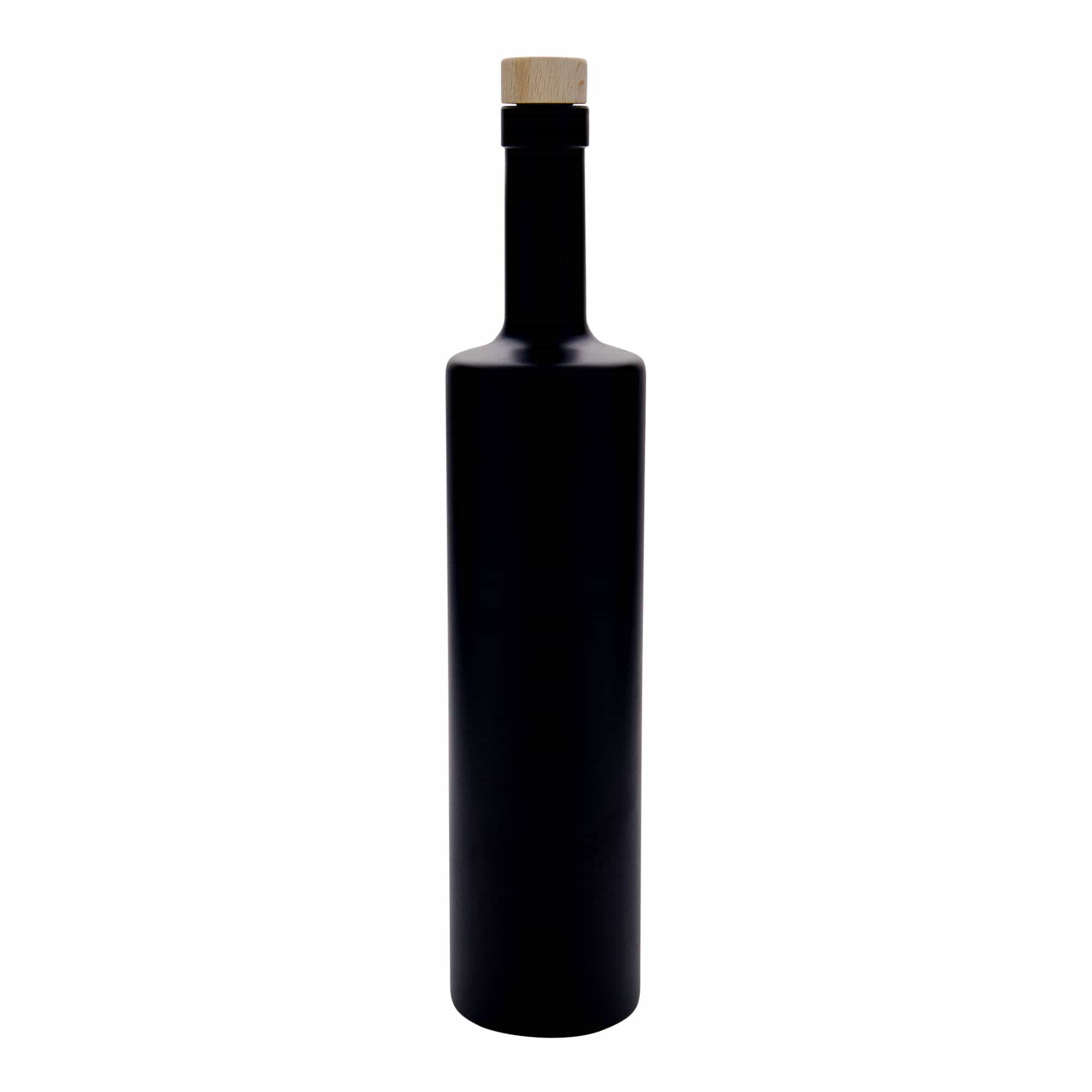 Sticlă de sticlă de 700 ml „Centurio”, neagră, gura: dop