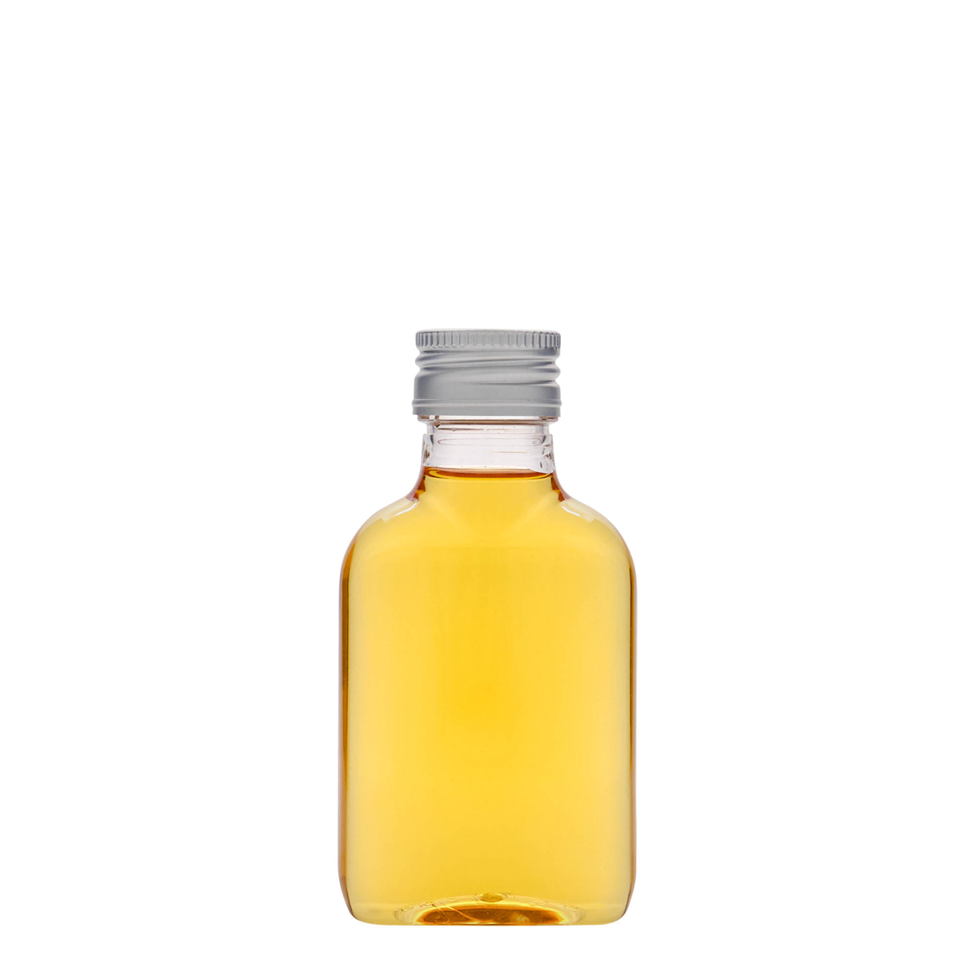 Sticluță de buzunar 100 ml, ovală, plastic PET, gura: PP 28 Sticluță de buzunar 100 ml, ovală, plastic PET, gura: PP 28