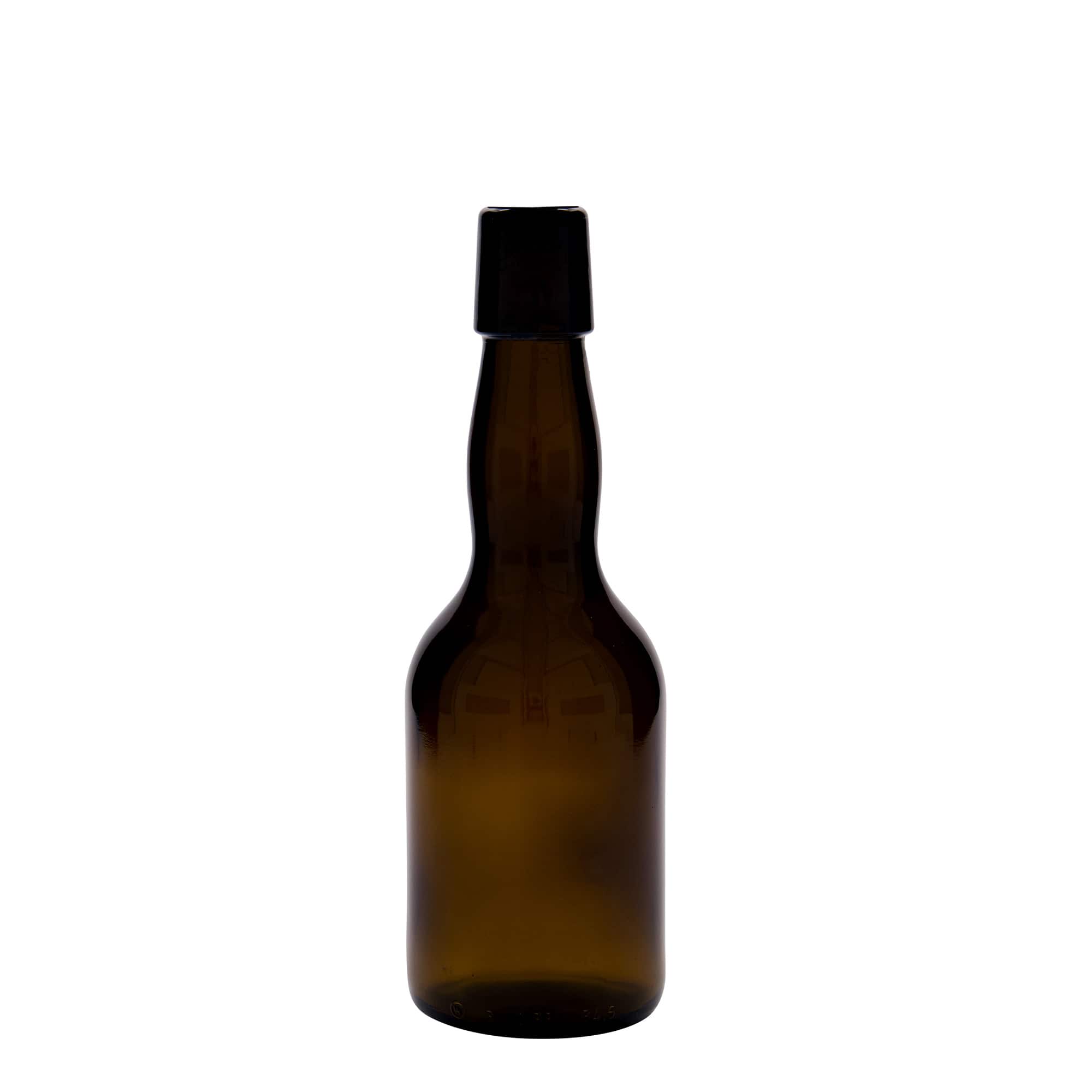 Sticlă de bere 330 ml cu gât îngust, sticlă, maro, deschidere: capac cu clemă