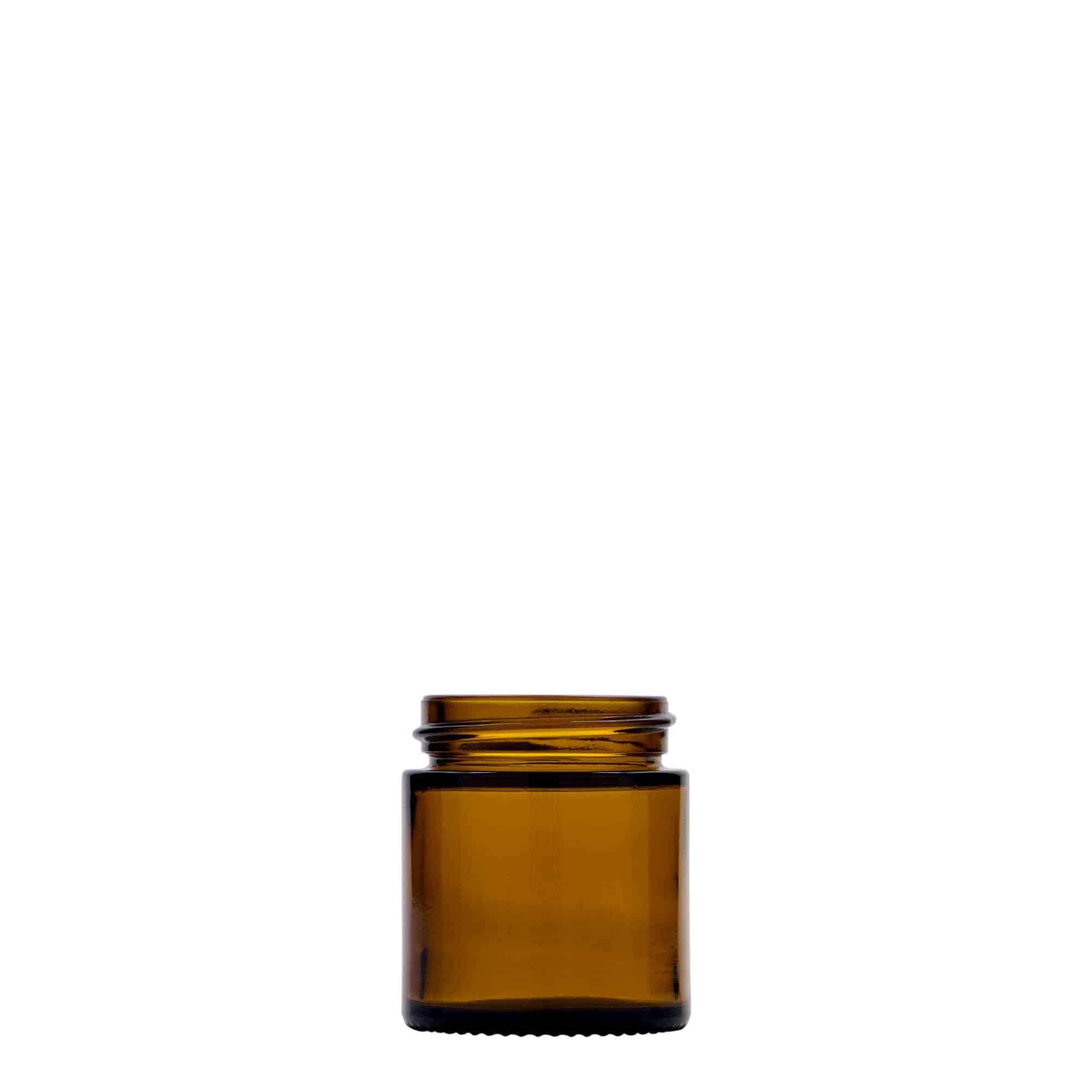 30 ml borcan „Brown Line”, sticlă, maro, gura: capac cu filet