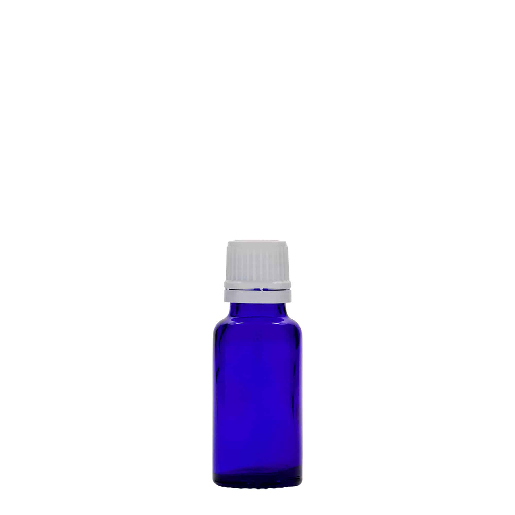 Flacon medical de 20 ml, sticlă, albastru regal, gura: DIN 18