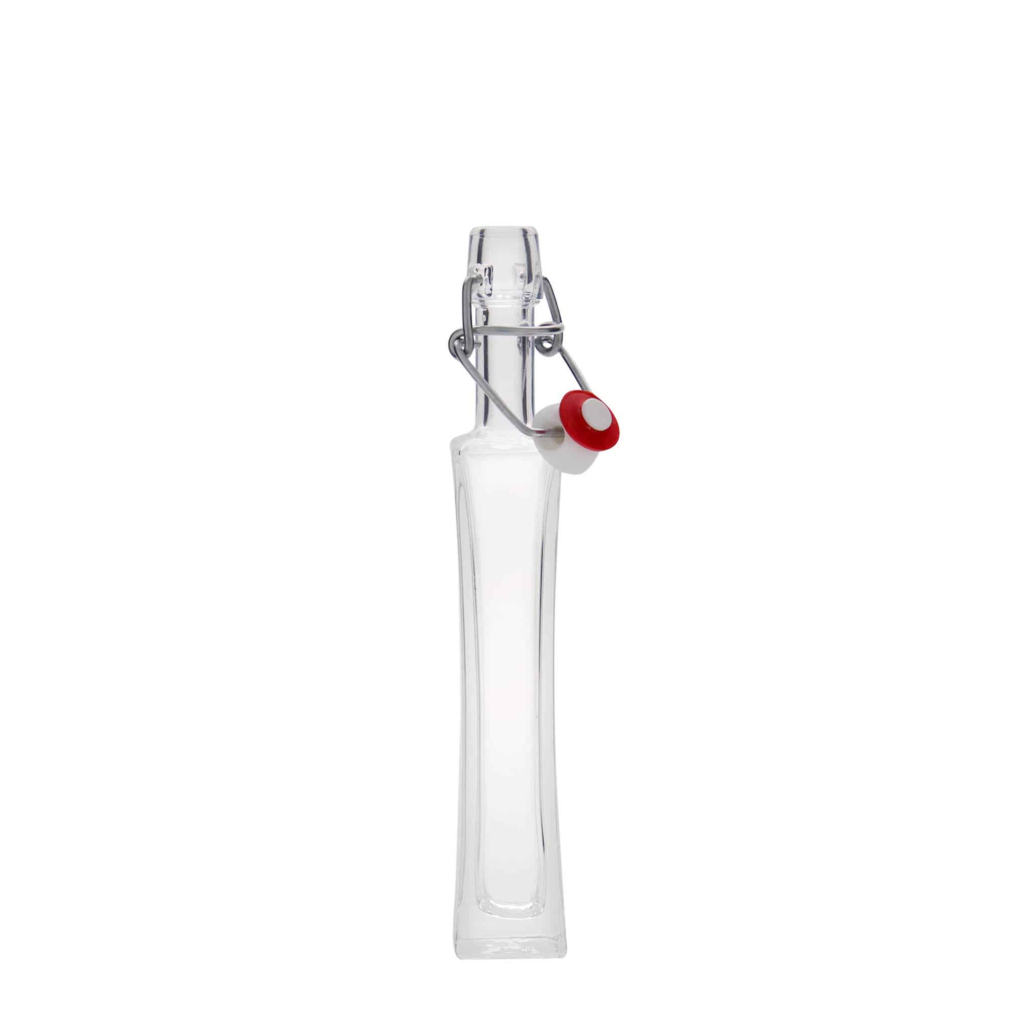 Sticlă de sticlă de 40 ml „Koko”, pătrată, gât: închidere cu clemă