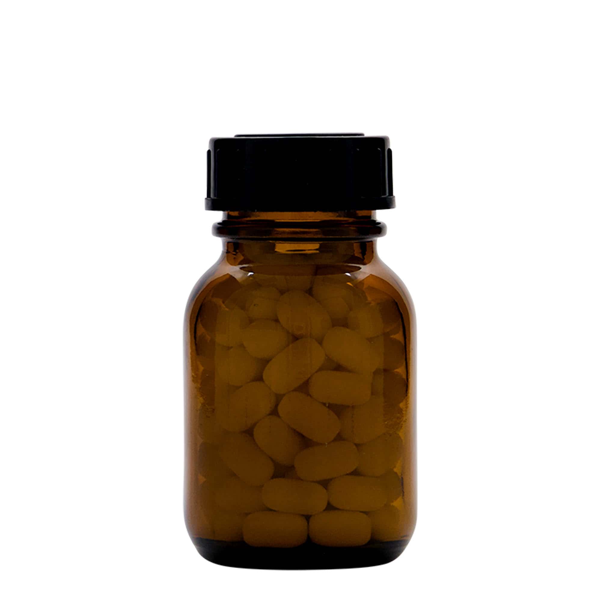 50 ml sticlă cu gât larg, maro, deschidere: DIN 32