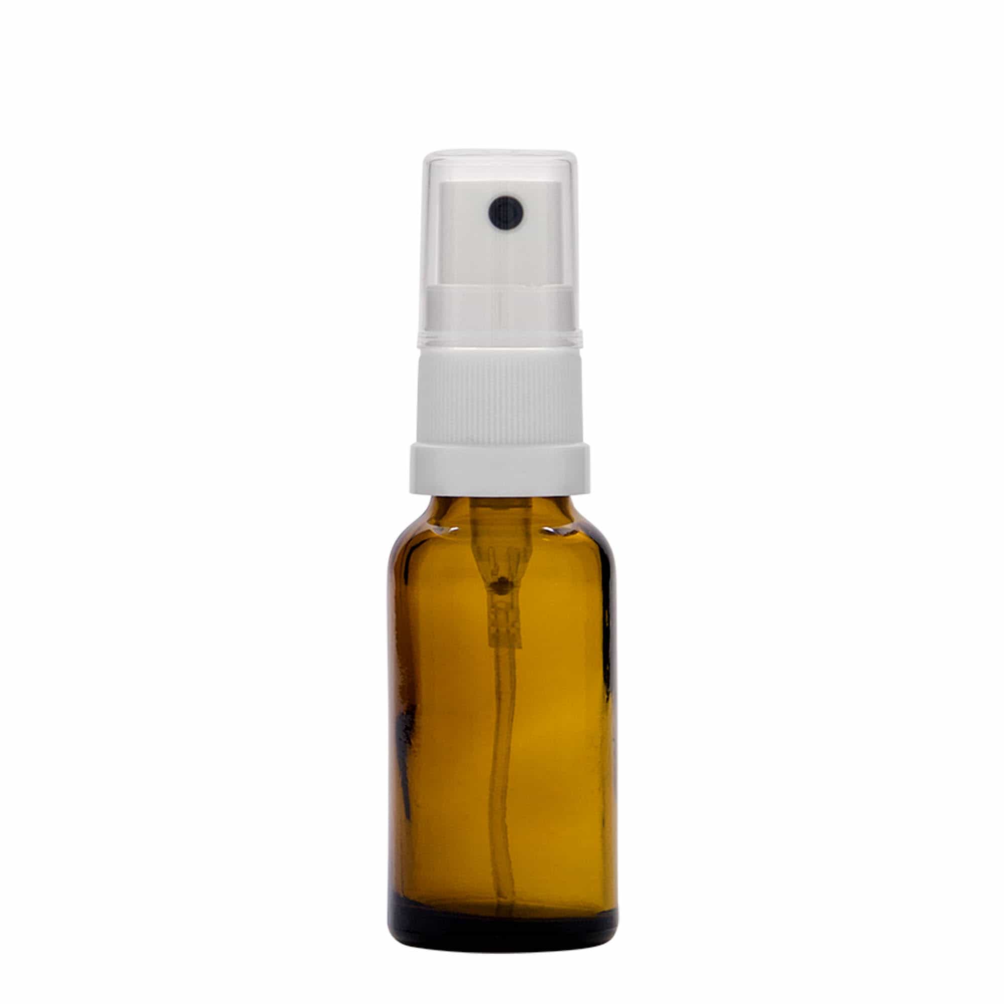 20 ml sticlă cu pulverizator medicină, sticlă, maro, gura: DIN 18