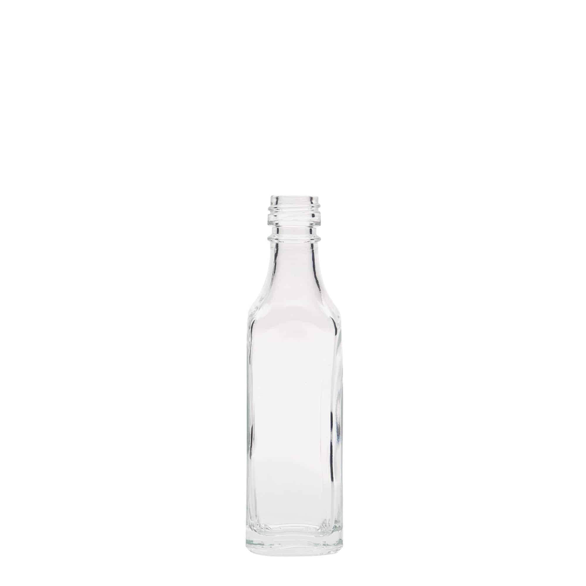 Sticlă de sticlă de 50 ml „Siena”, pătrată, gura: PP 18