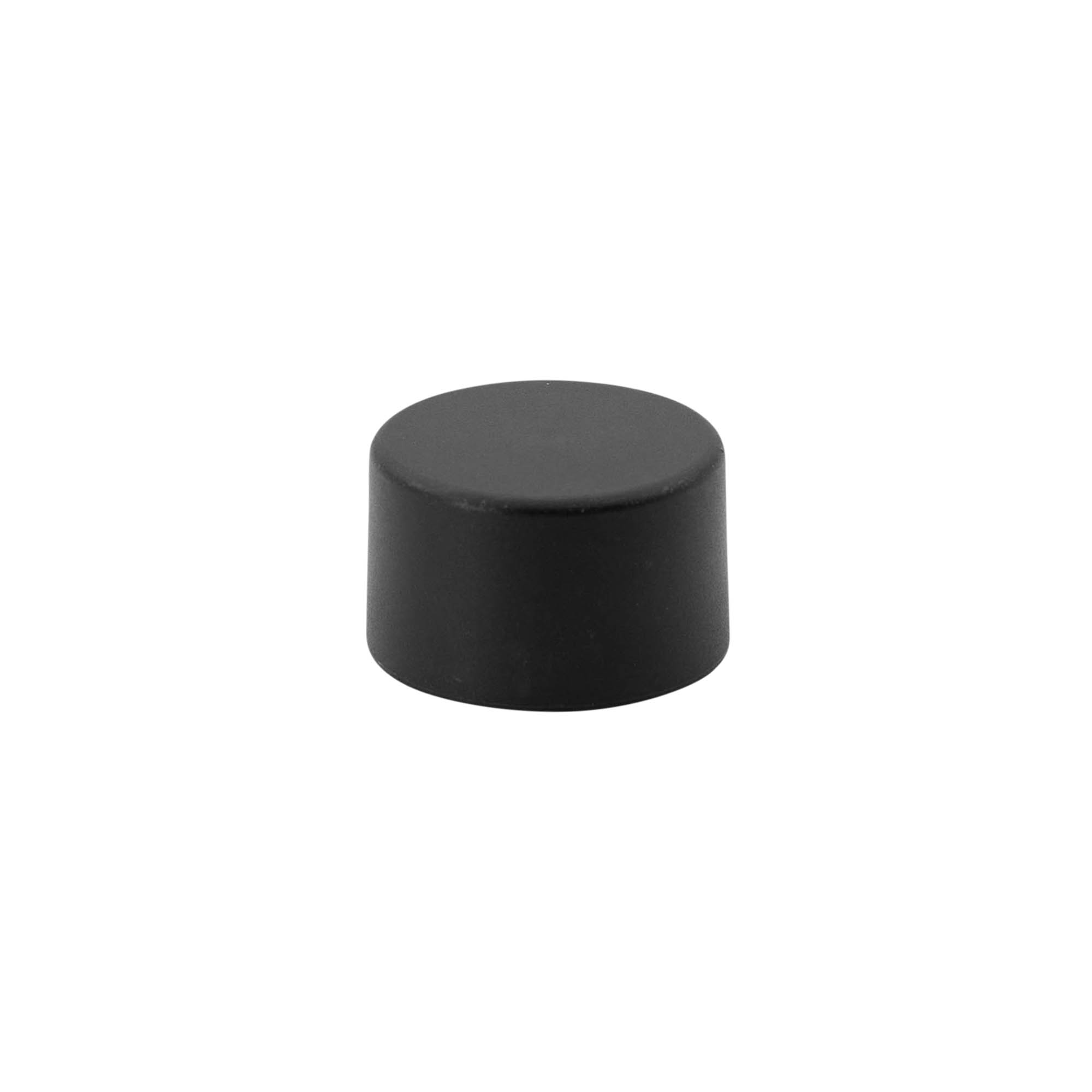 Capac cu filet, metal-plastic, negru, pentru gura: PP 28