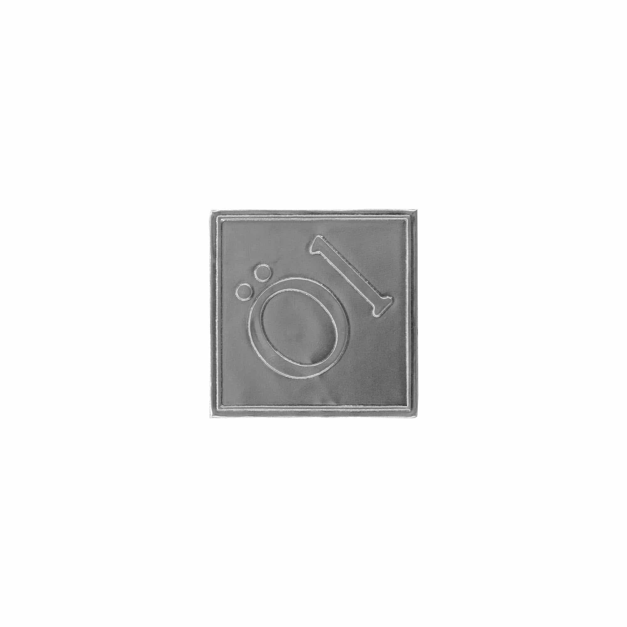 Etichetă pentru sticlă „Ulei”, pătrată, metal, argintiu