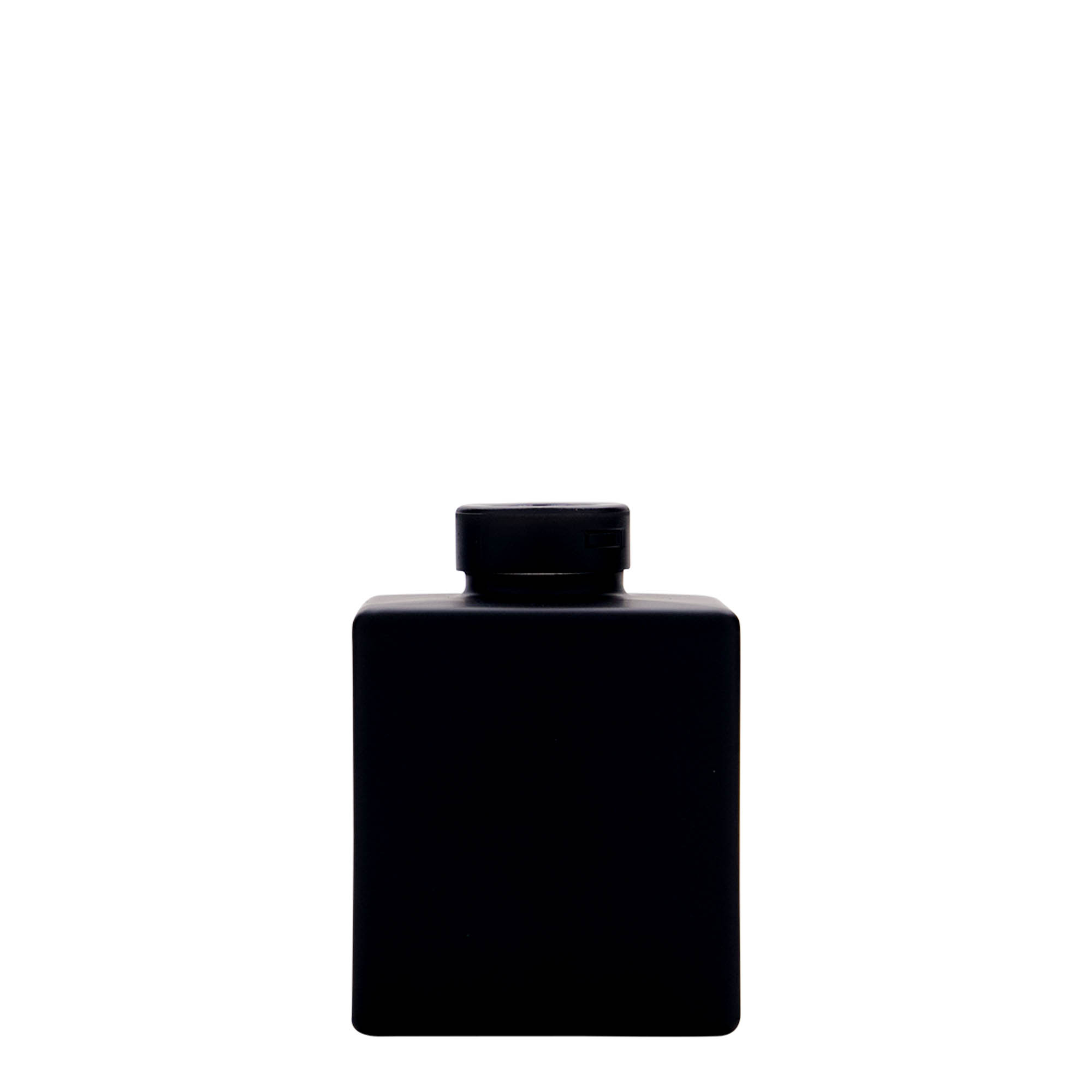 Sticlă de sticlă de 100 ml „Cube”, pătrată, neagră, gura: dop de plută