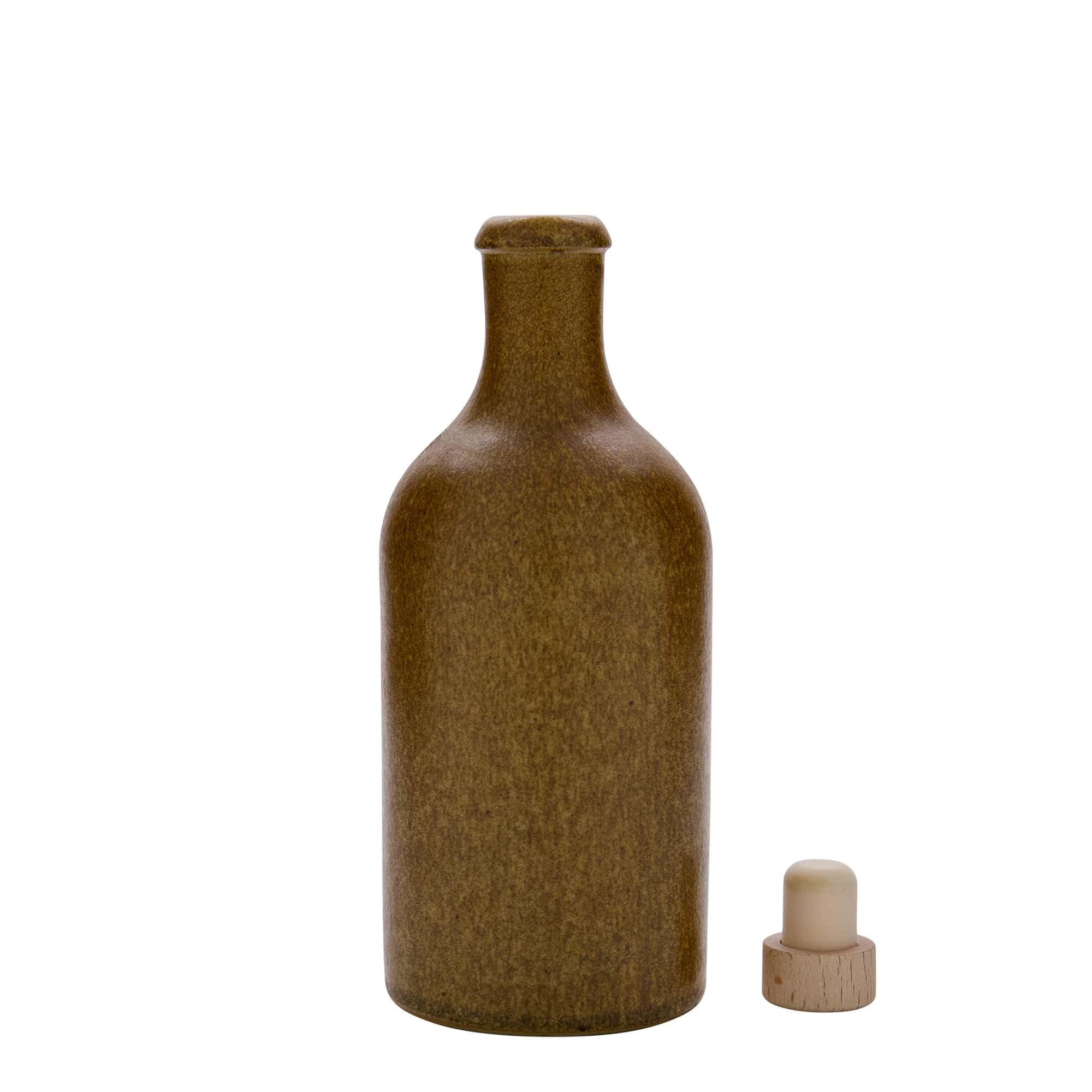 500 ml ulcior de lut, ceramică, maro-cristal, gura: dop de plută