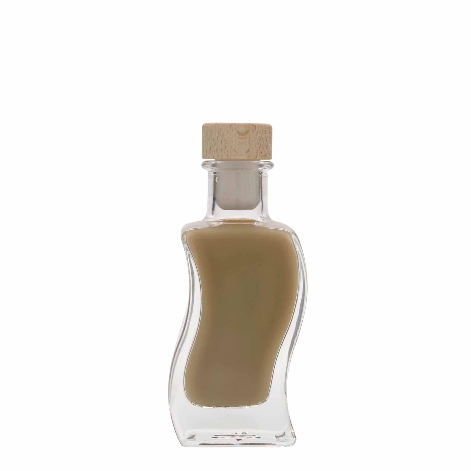 Sticlă de sticlă de 100 ml „Welle”, pătrată, gura: dop de plută