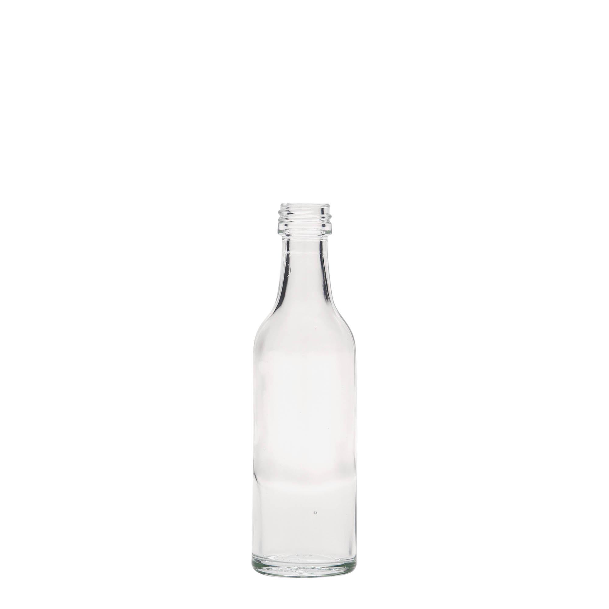 Sticlă de sticlă de 50 ml cu gât drept, deschidere: PP 18 Sticlă de sticlă de 50 ml cu gât drept, deschidere: PP 18