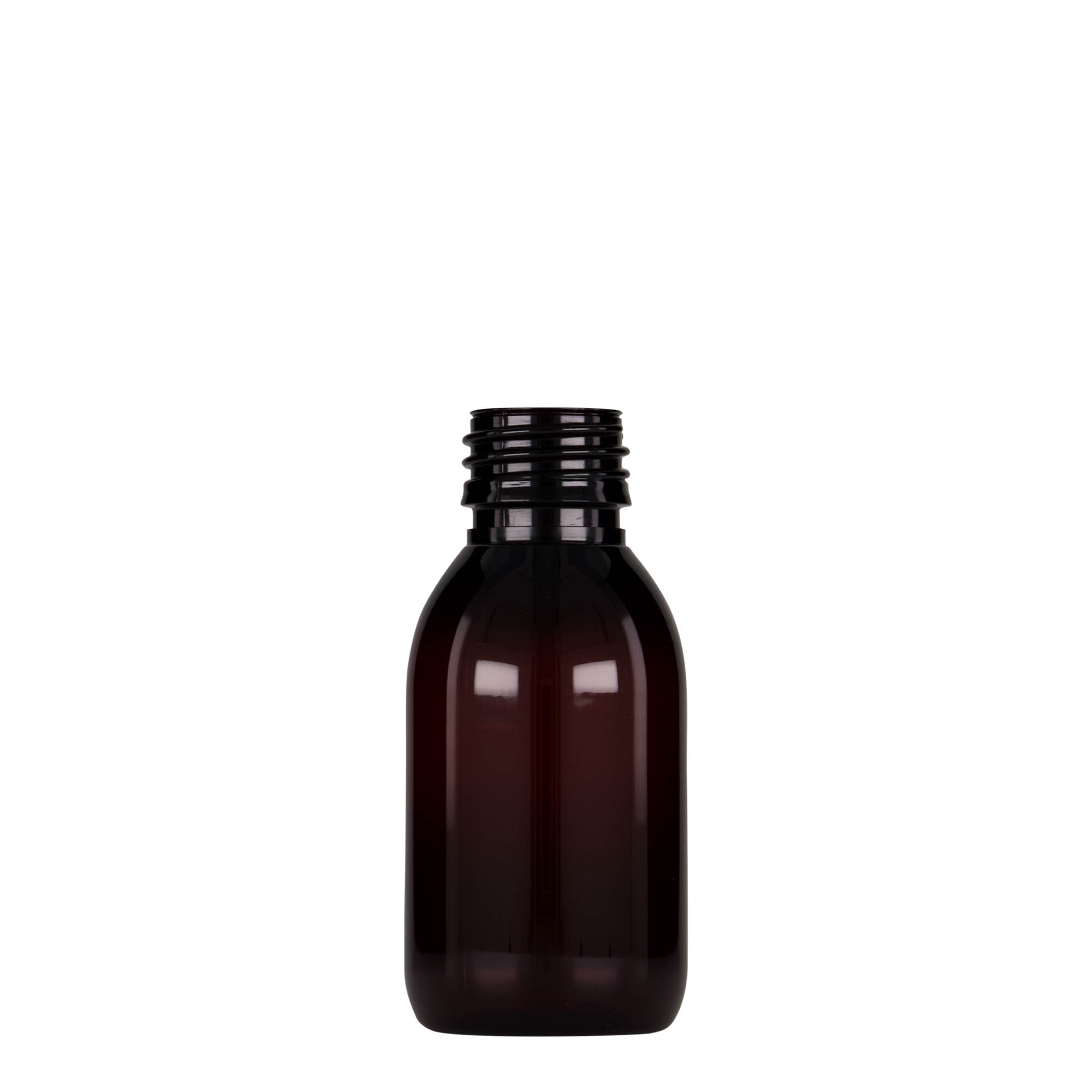 100 ml sticlă medicală PET, maro, plastic, gura: PP 28 100 ml sticlă medicală PET, maro, plastic, gura: PP 28