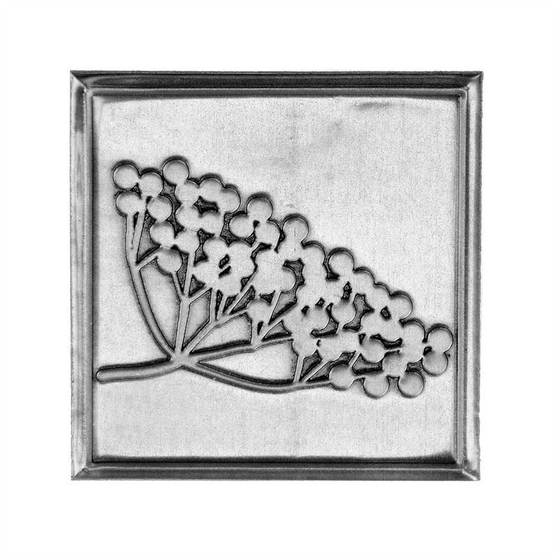 Etichetă de cositor „Soc”, pătrată, metal, argintiu Etichetă de cositor „Soc”, pătrată, metal, argintiu