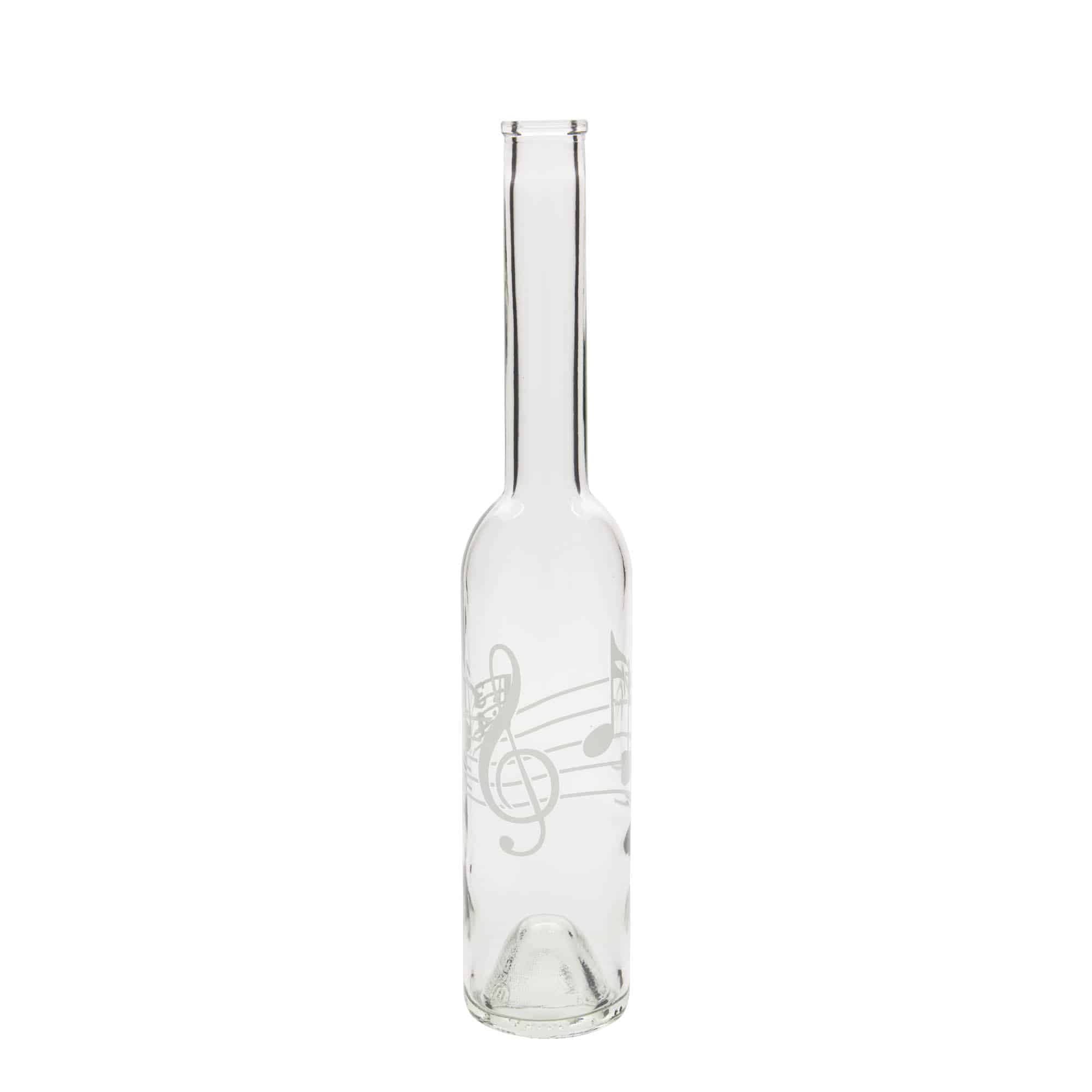 Sticlă de sticlă de 350 ml „Opera”, motiv: note muzicale, gura: dop de plută
